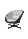 Cane-line - Chaise lounge - Peacock Lounge Swivel Chair - Aluminium - Frame: Cane-line Soft rope - Aluminium, Black / Cushion: Dark Grey, Cane-line Focus