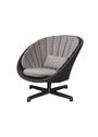 Cane-line - Lounge chair - Peacock Lounge Swivel Chair - Aluminium - Frame: Cane-line Soft rope - Aluminium, Black / Cushion: Dark Grey, Cane-line Focus
