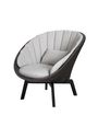 Cane-line - Lounge stoel - Peacock lounge chair OUTDOOR - Aluminium - Frame: Cane-line Soft rope - Aluminium, Black / Cushion: Dark, Grey, Cane-line Focus