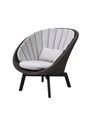 Cane-line - Lounge-tuoli - Peacock lounge chair OUTDOOR - Aluminium - Frame: Cane-line Soft rope - Aluminium, Black / Cushion: Dark, Grey, Cane-line Focus