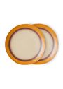 HKLiving - Doska - 70s Dinner Plates (Set Of 2) - Earth (Peach, White, Brown)