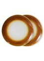 HKLiving - Plaque - 70s Dinner Plates (Set Of 2) - Earth (Peach, White, Brown)