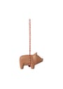 Maileg - Adornos para el árbol de Navidad - Wooden ornament, Pig - Red