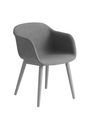 Muuto - Spisebordsstol - Fiber Chair - Wood Base - Grey/Grey