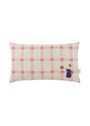 Nobodinoz - Coussin - Rectangular Cushion In French Linen Vibes M - Green windowpane bird