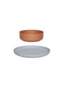 OYOY MINI - Dětský talíř - Pullo Plate & Bowl - Set of 2 - Taupe / Vanilla