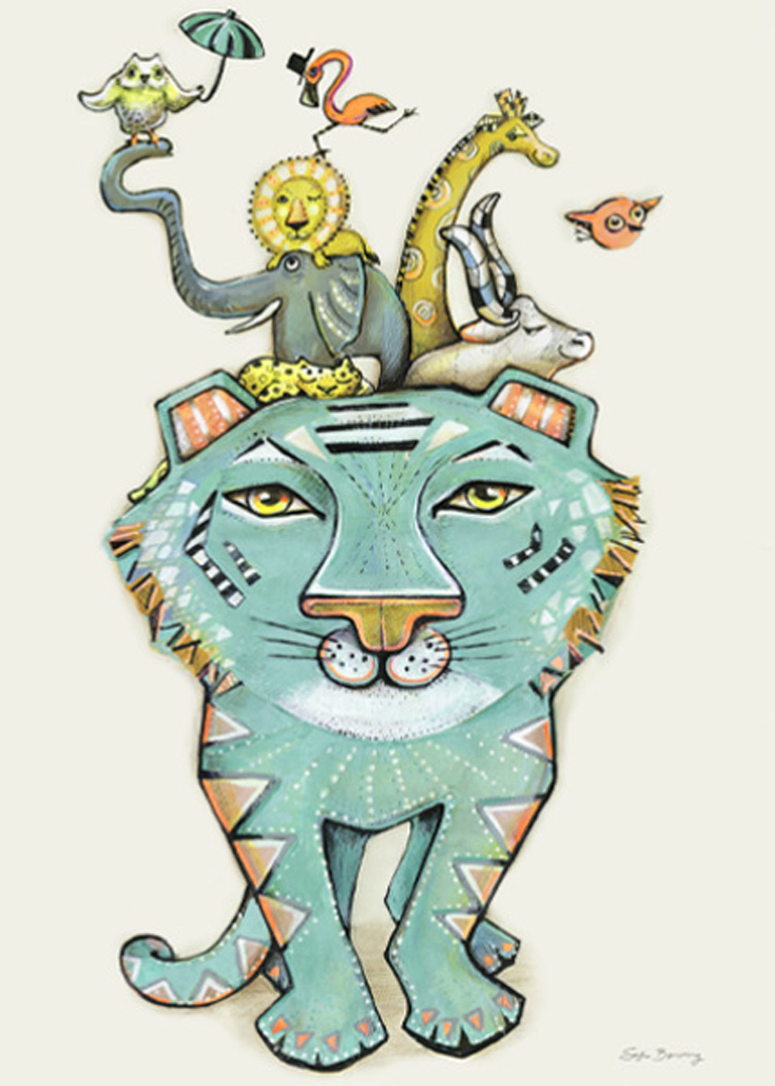 Sofie Børsting - Poster - A4 Green Tiger - Print