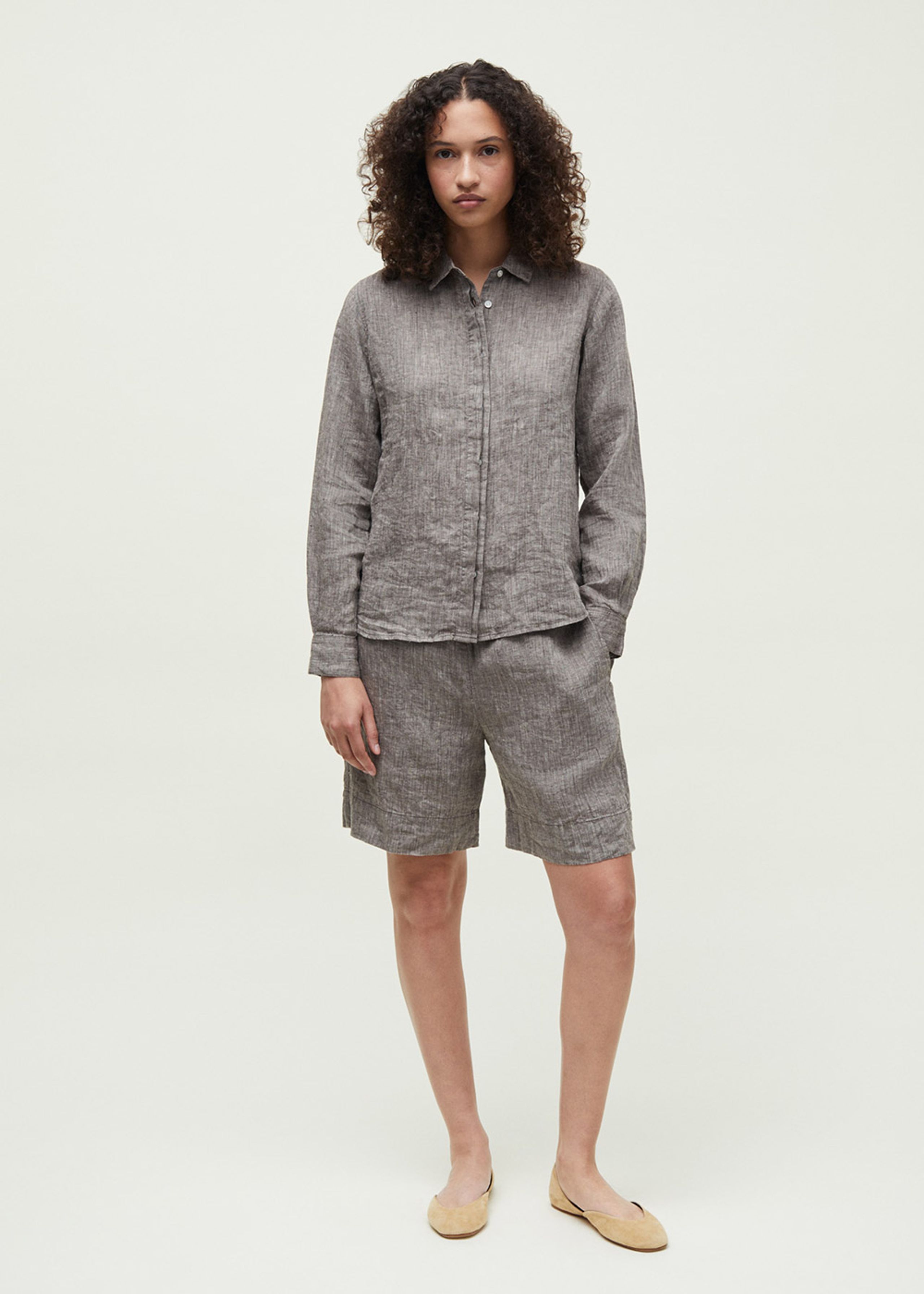 Aiayu - Šortky - Shorts Long Linen - Brown