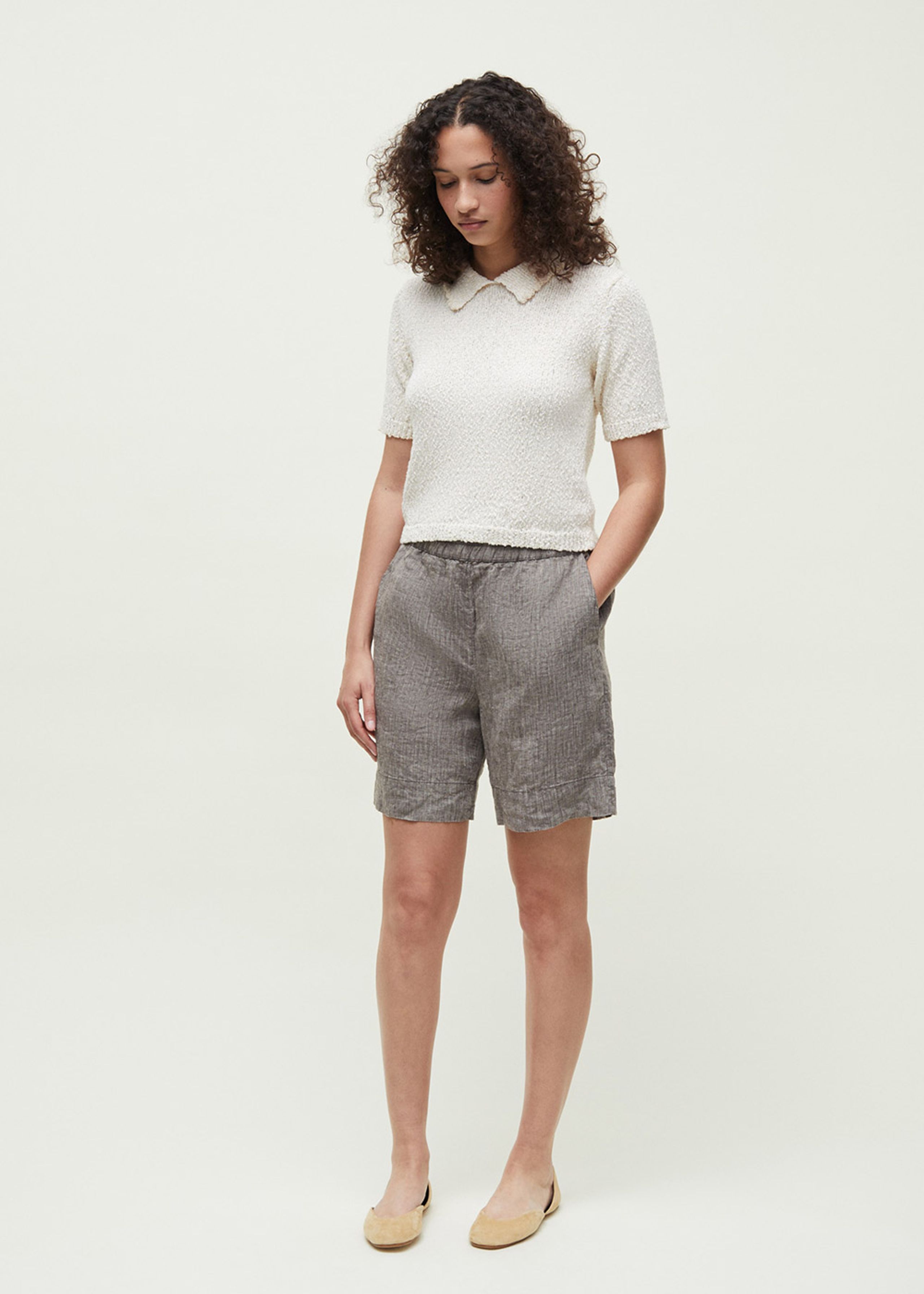 Aiayu - Šortky - Shorts Long Linen - Brown