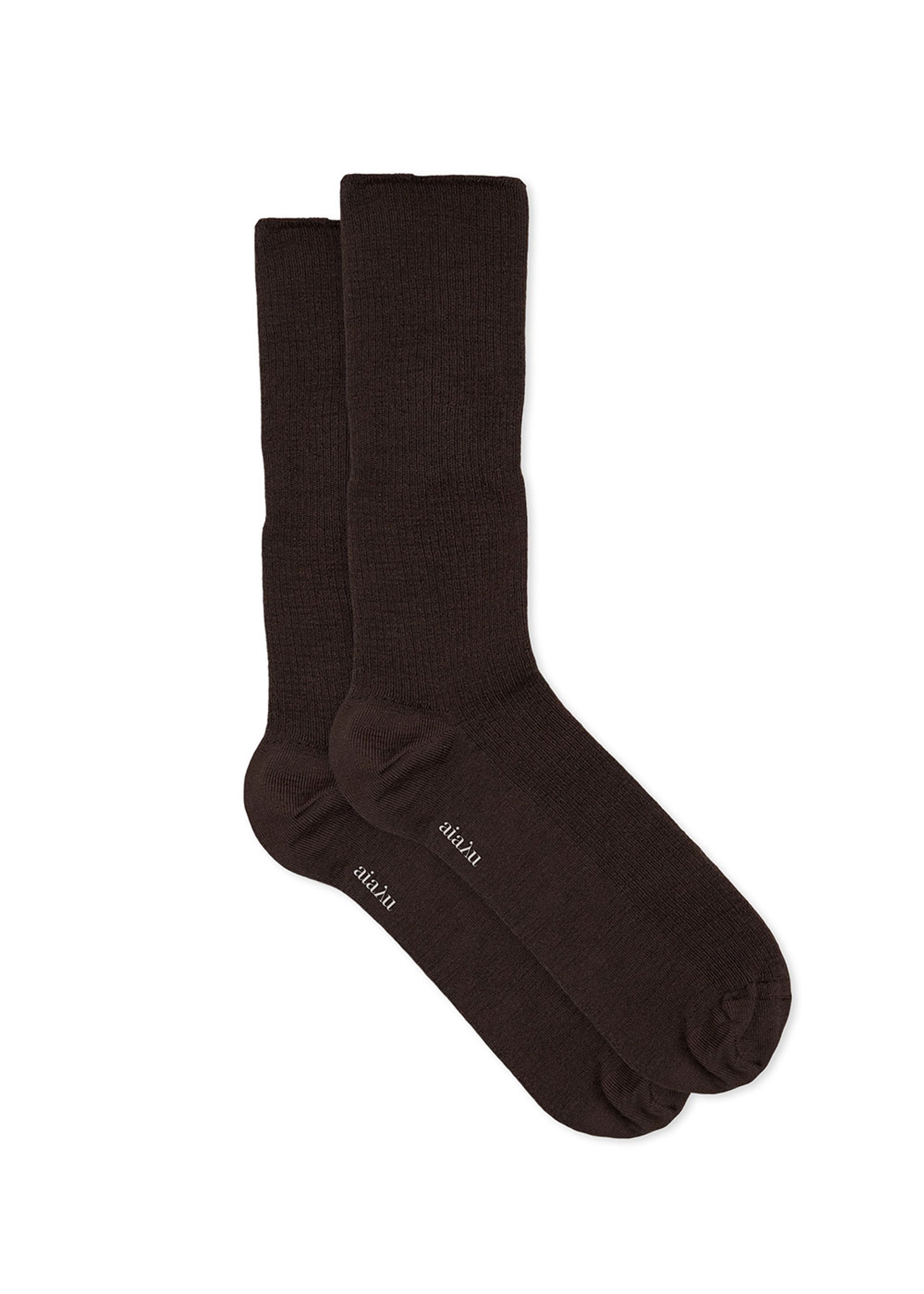 Aiayu - Sukat - Wool Rib Socks - Brown