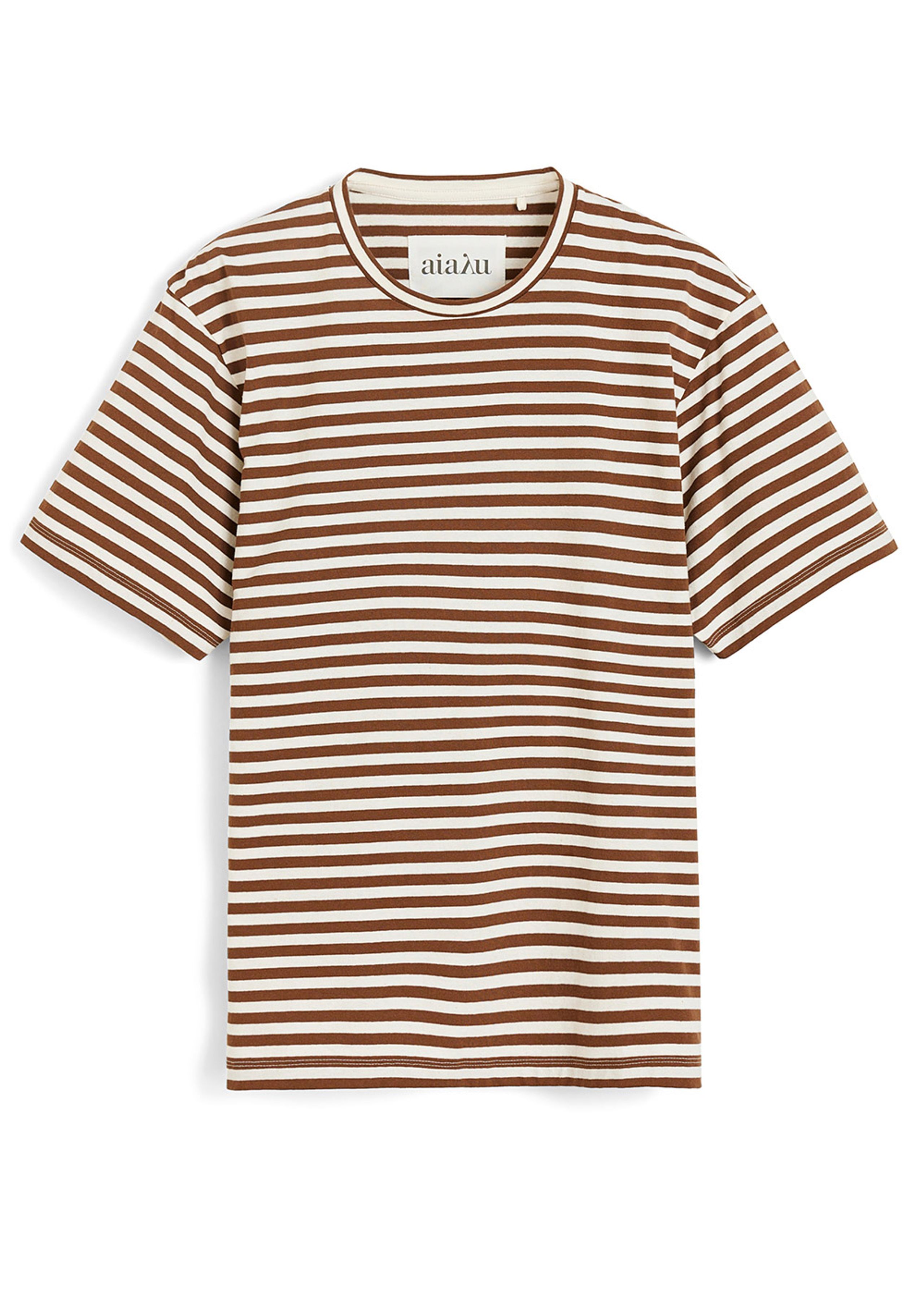 Aiayu - T-shirt - Classic Circular Tee Striped - Mix Coffee