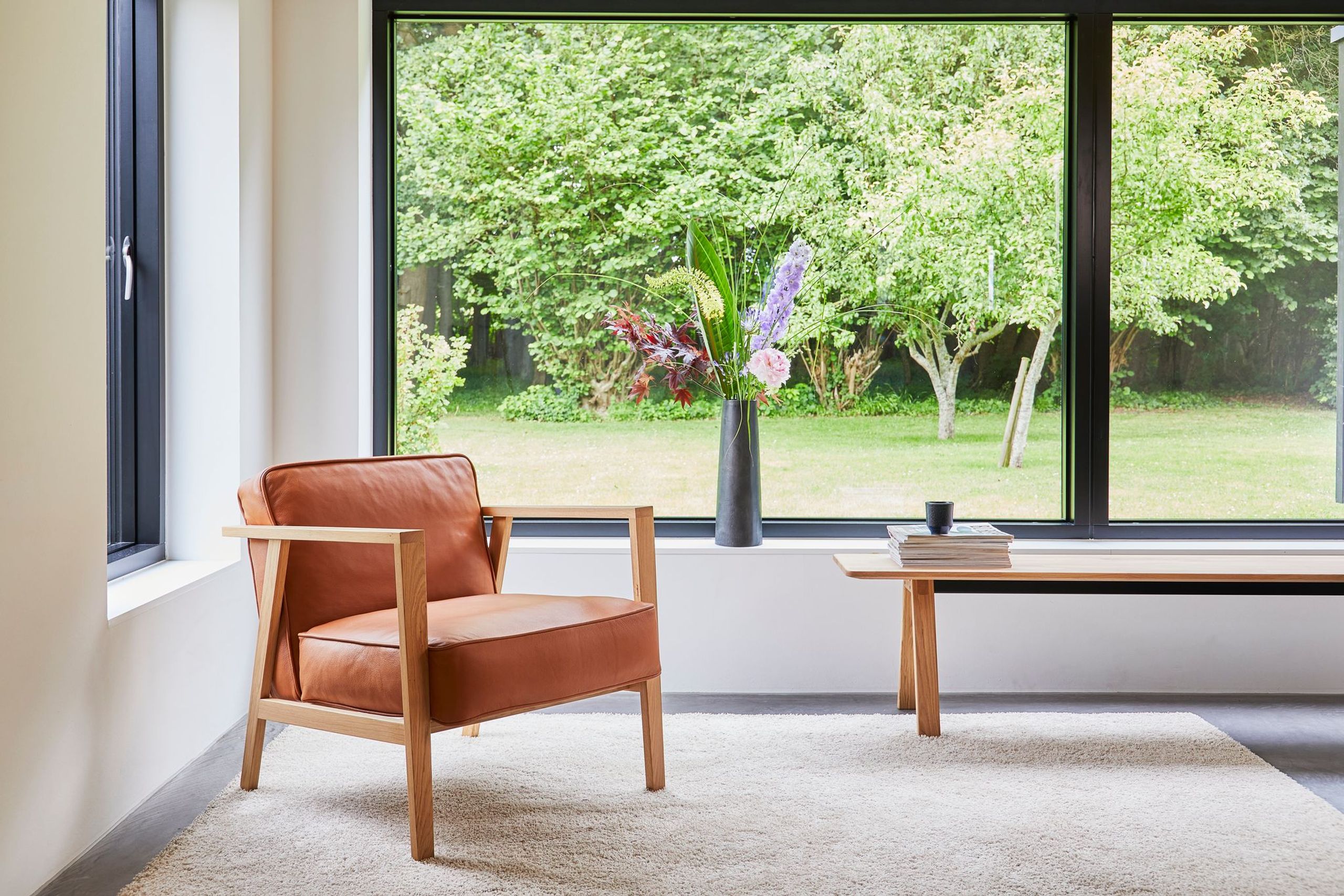 Andersen Furniture - Lænestol - LC1 Loungestol - Cognac Læder/Eg Hvid mat lak