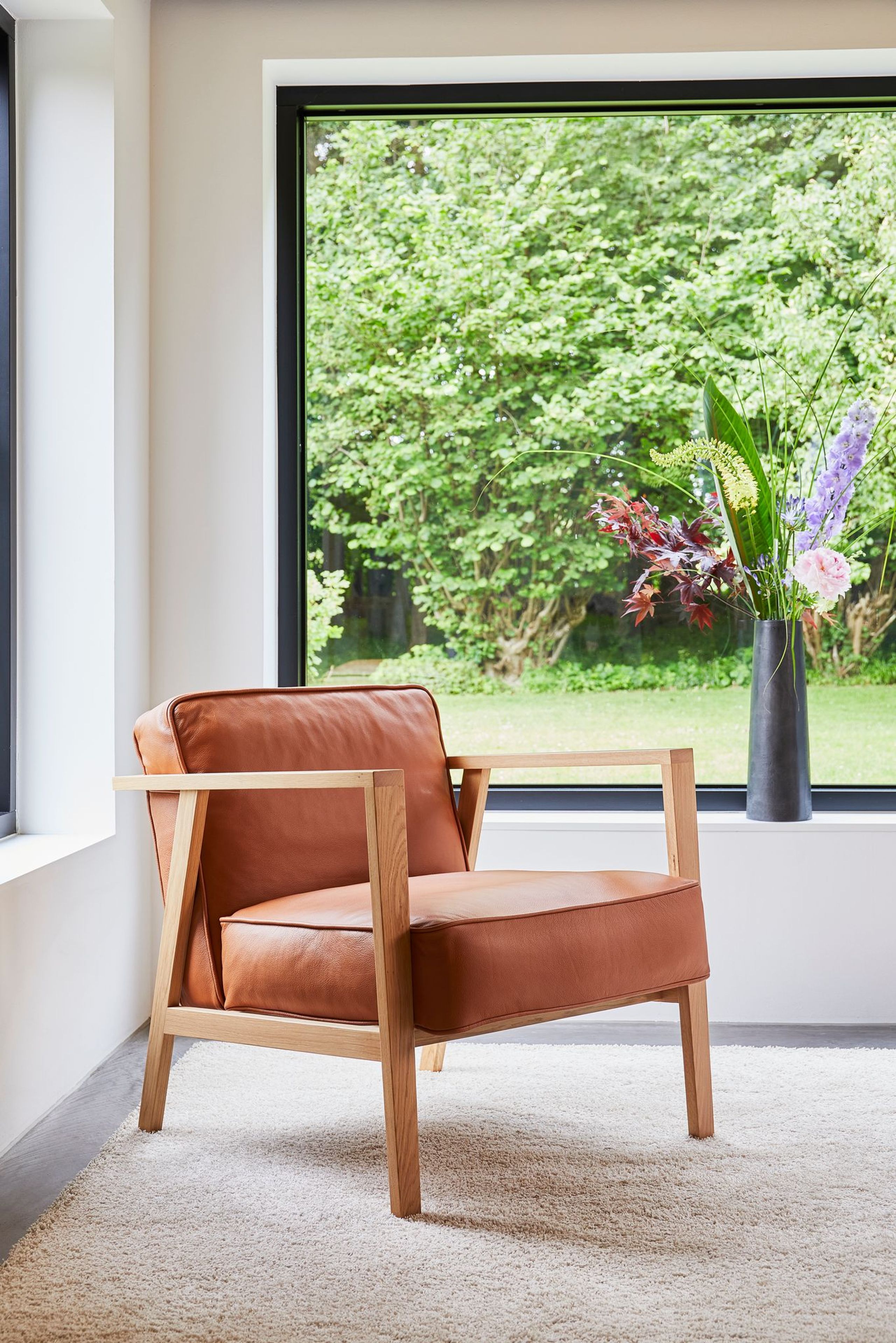 Andersen Furniture - Lænestol - LC1 Loungestol - Cognac Læder/Eg Hvid mat lak