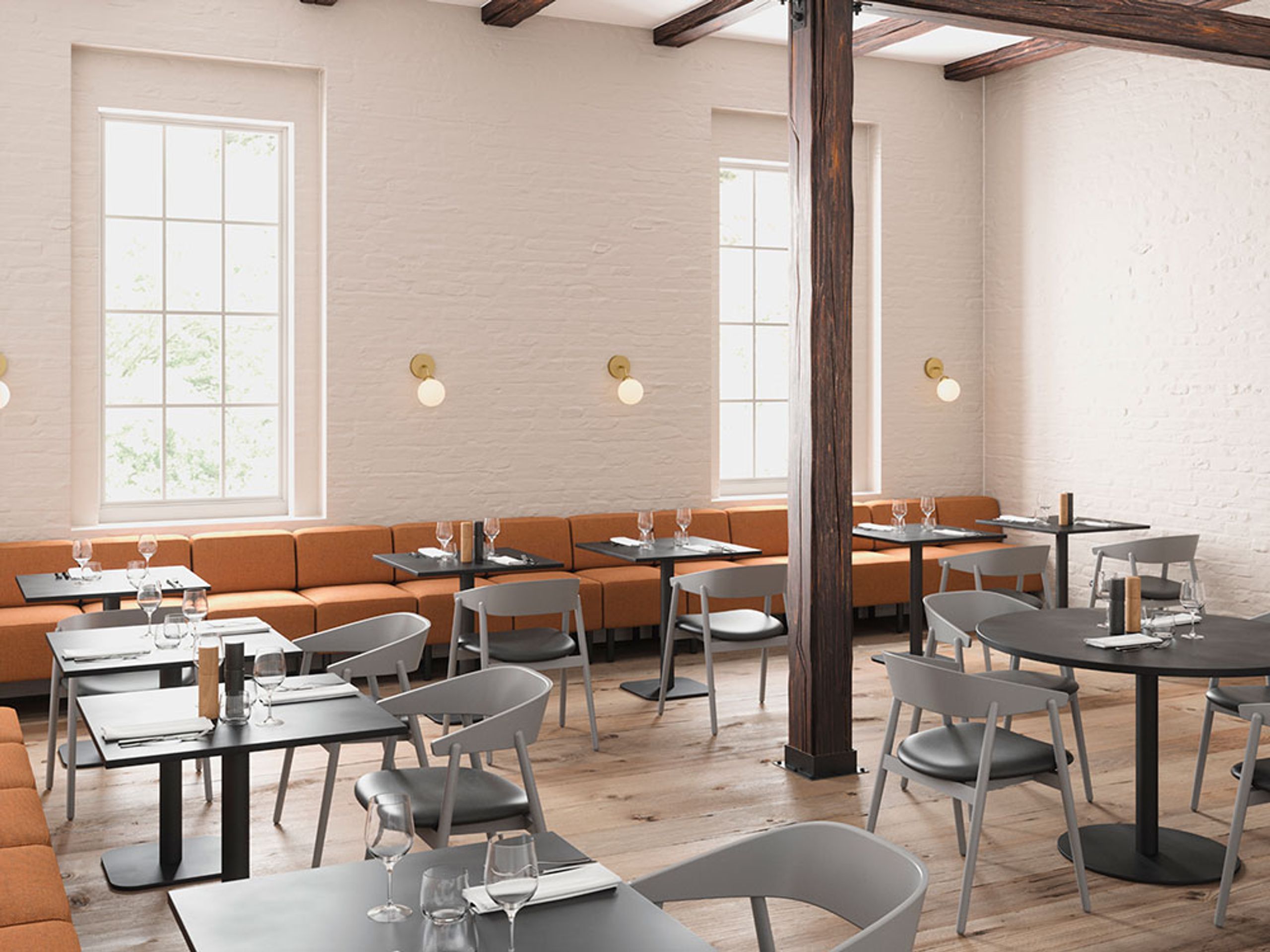 Andersen Furniture - Spisebordsstol - AC2 Stol / Polstret sæde - Bøg / Røget mat Lakeret / PU Læder: sort P2230