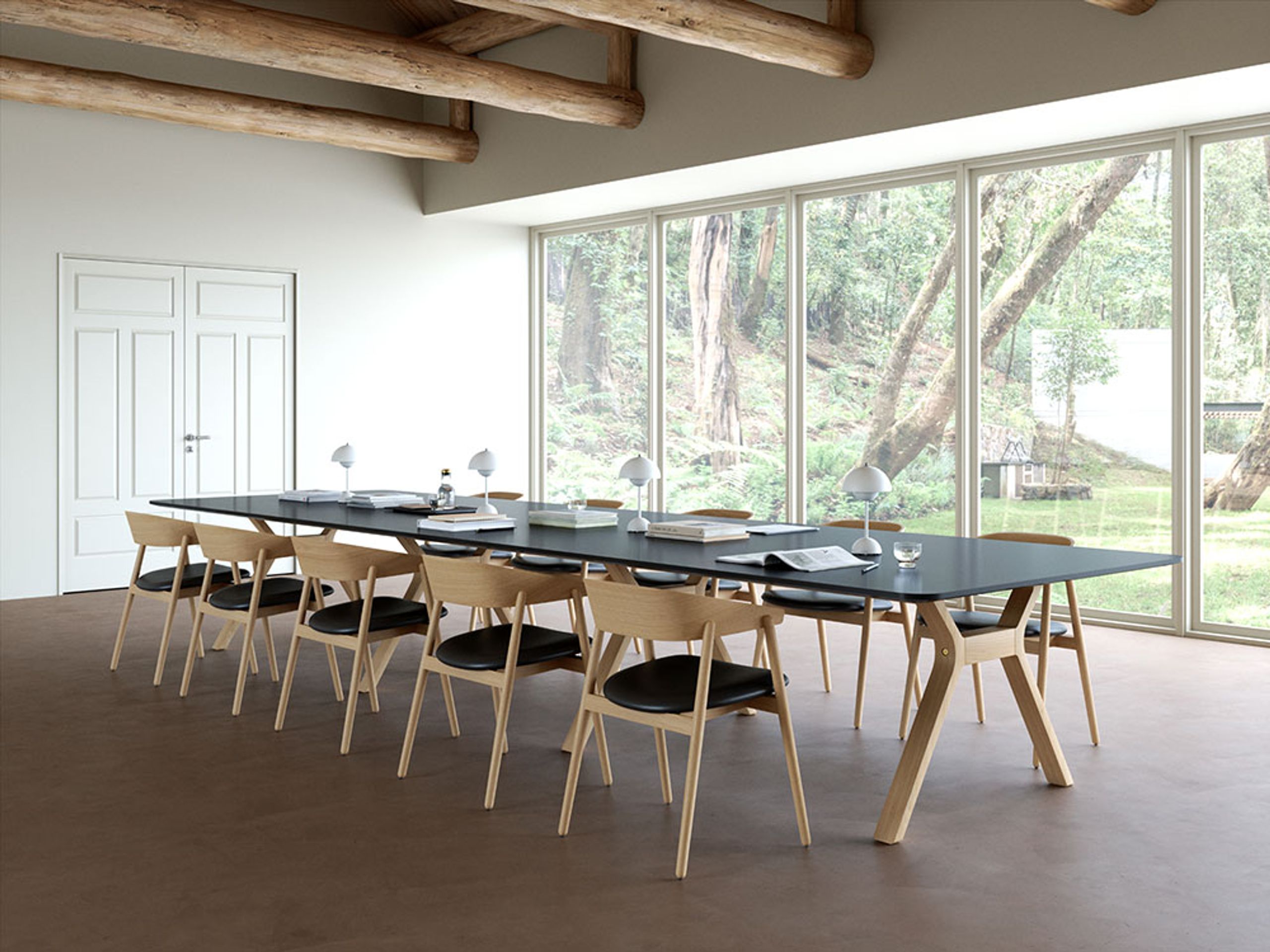 Andersen Furniture - Sedia da pranzo - AC2 Chair / Padded Seat - Oak / Black / Leather: Black