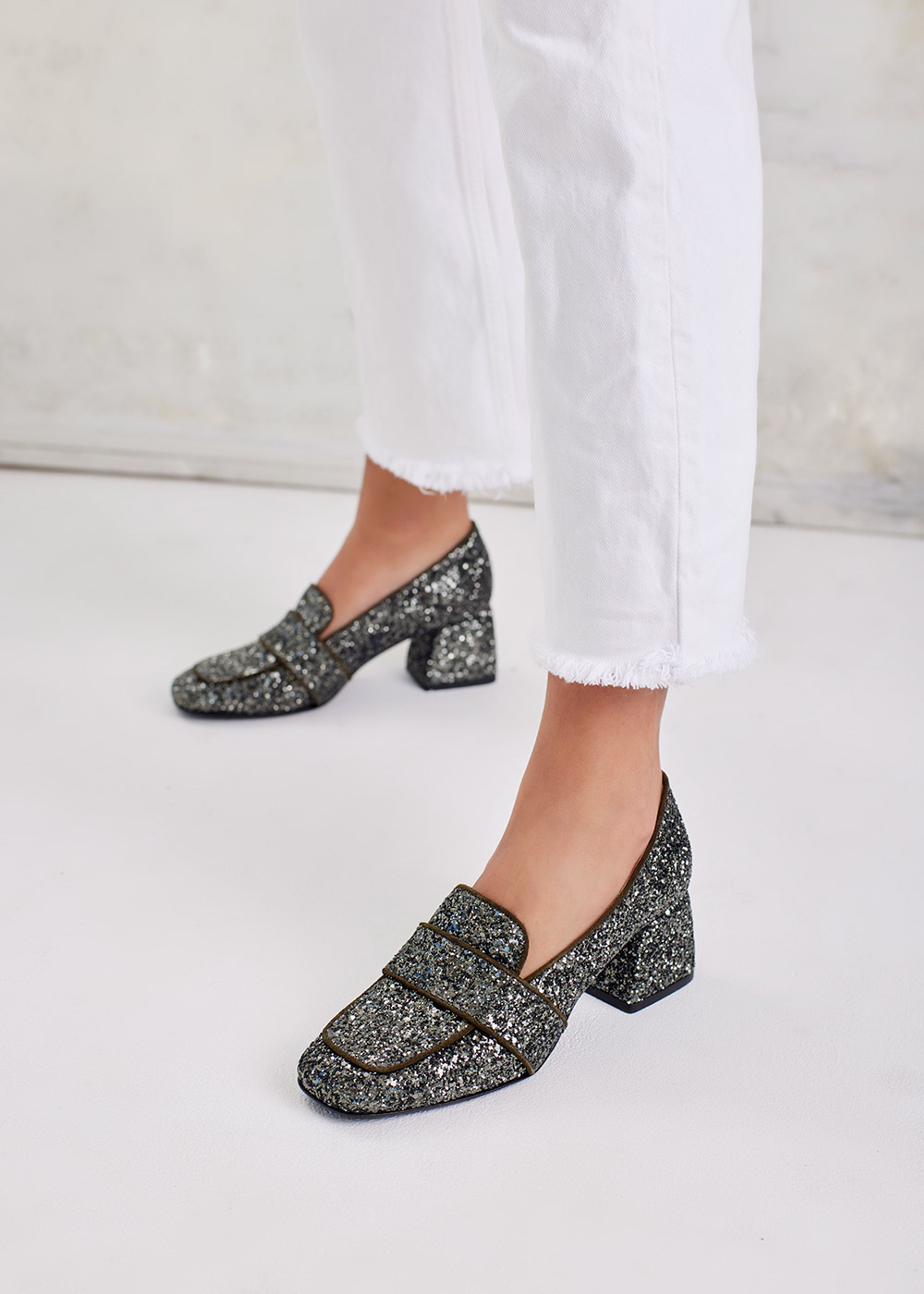 Angulus - Vagabundos - Loafer 1647-101 - Dark Green Glitter