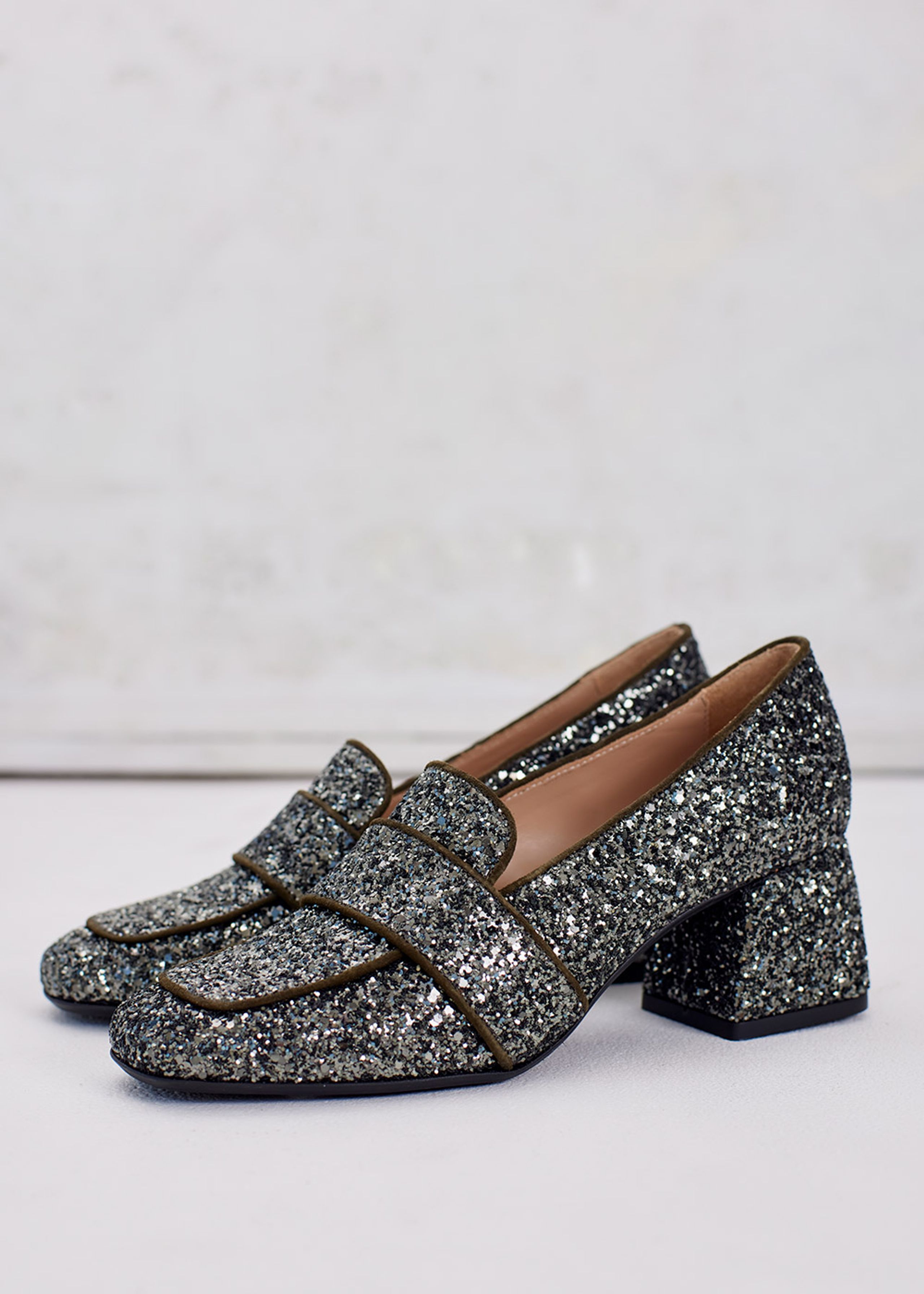 Angulus - Vagabundos - Loafer 1647-101 - Dark Green Glitter