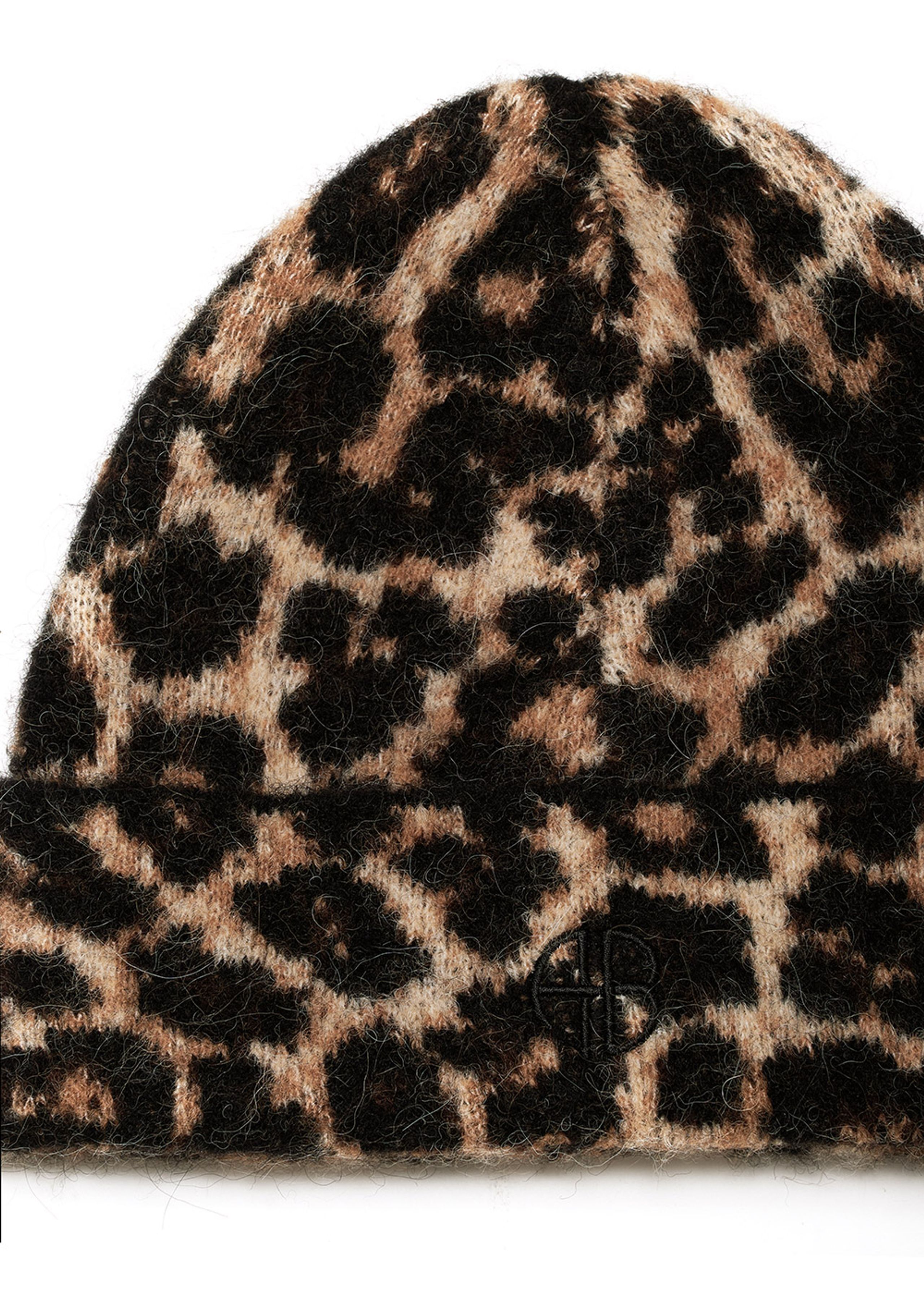 Anine Bing - Hue - Elia Beanie - Black & Brown Leopard