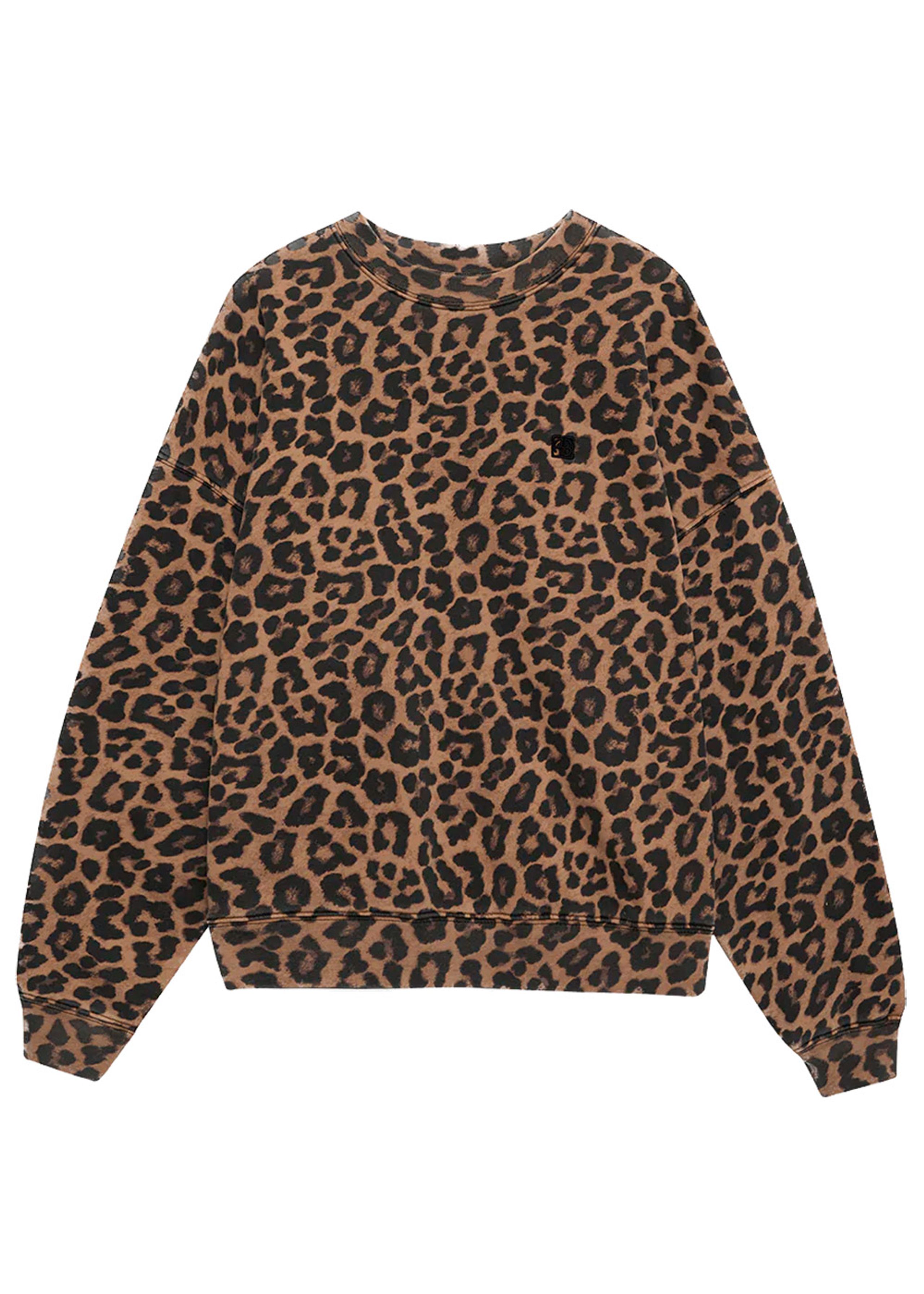 Anine Bing - Sweatshirt - Miles Sweatshirt - Black & Brown Leopard