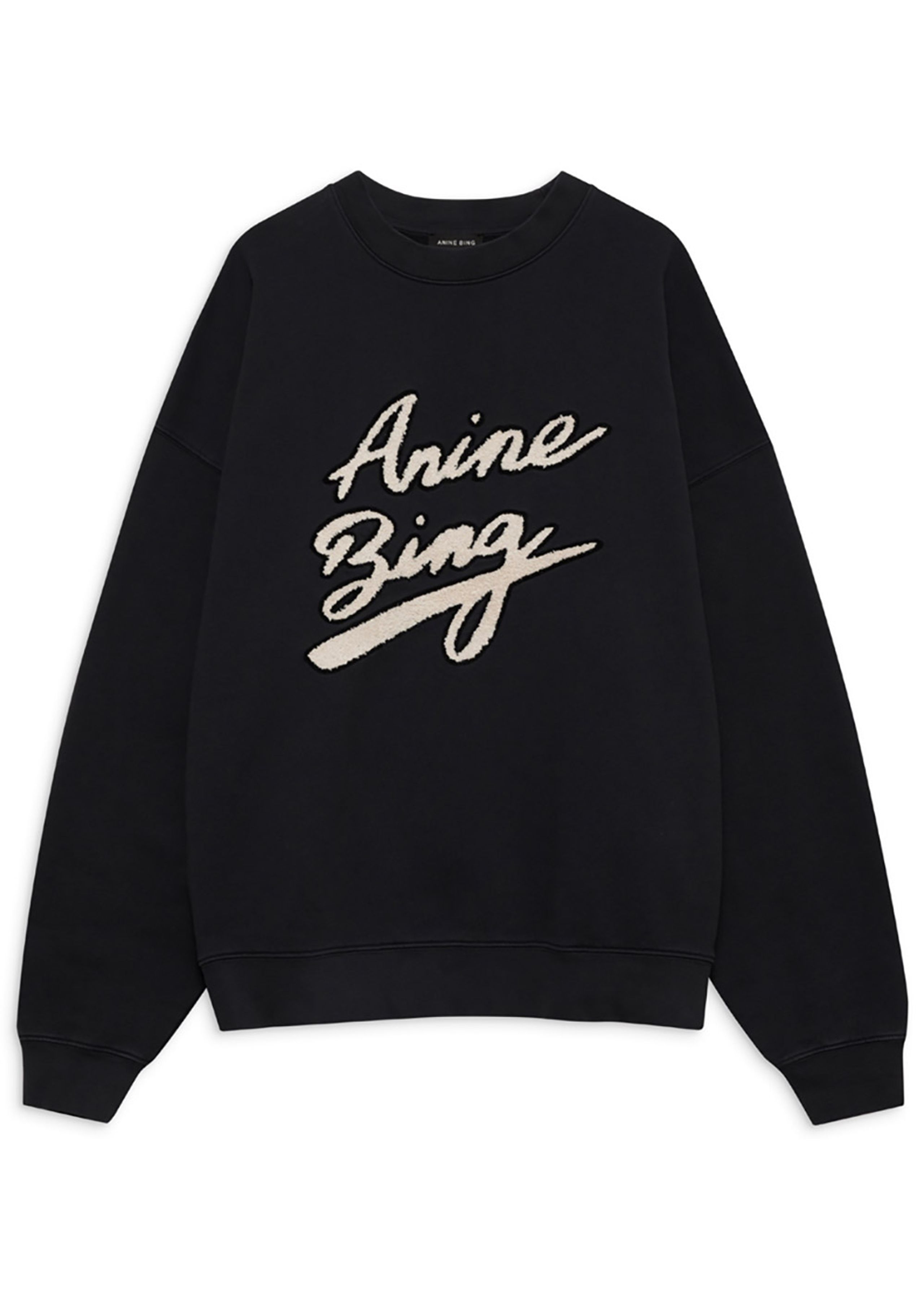 Anine Bing - Sweatshirt - Miles Sweatshirt - Chenille Signature Black