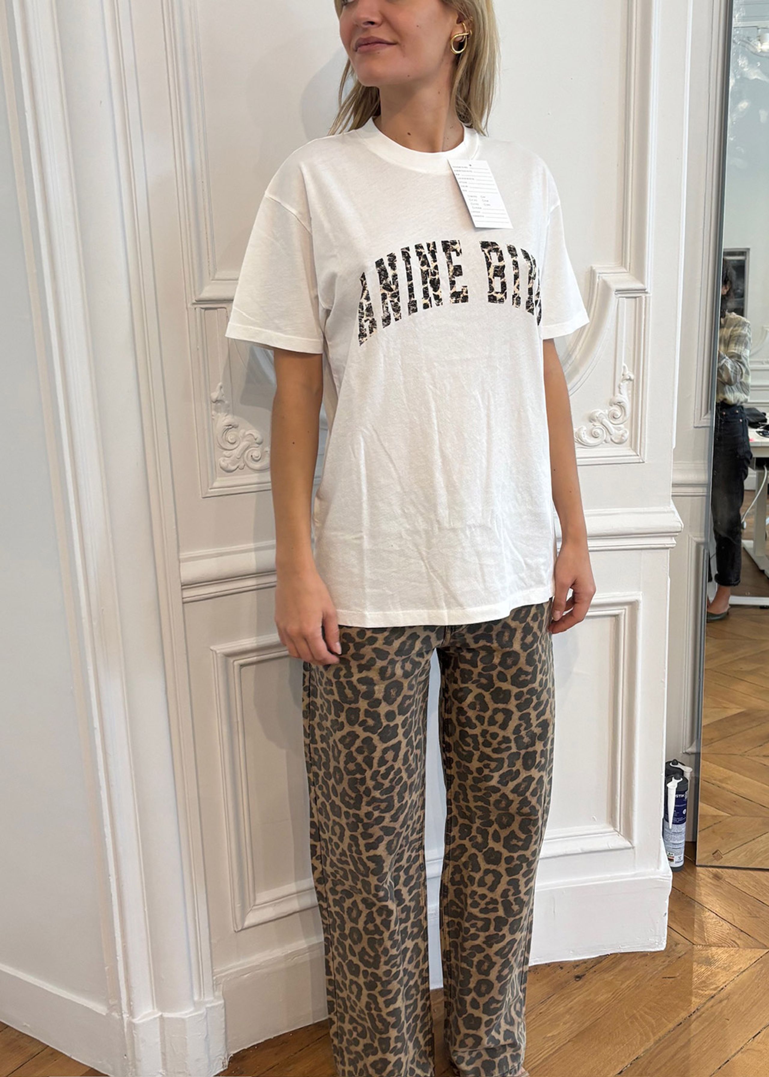 Anine Bing - T-shirt - Walker Tee - Leopard - Ivory