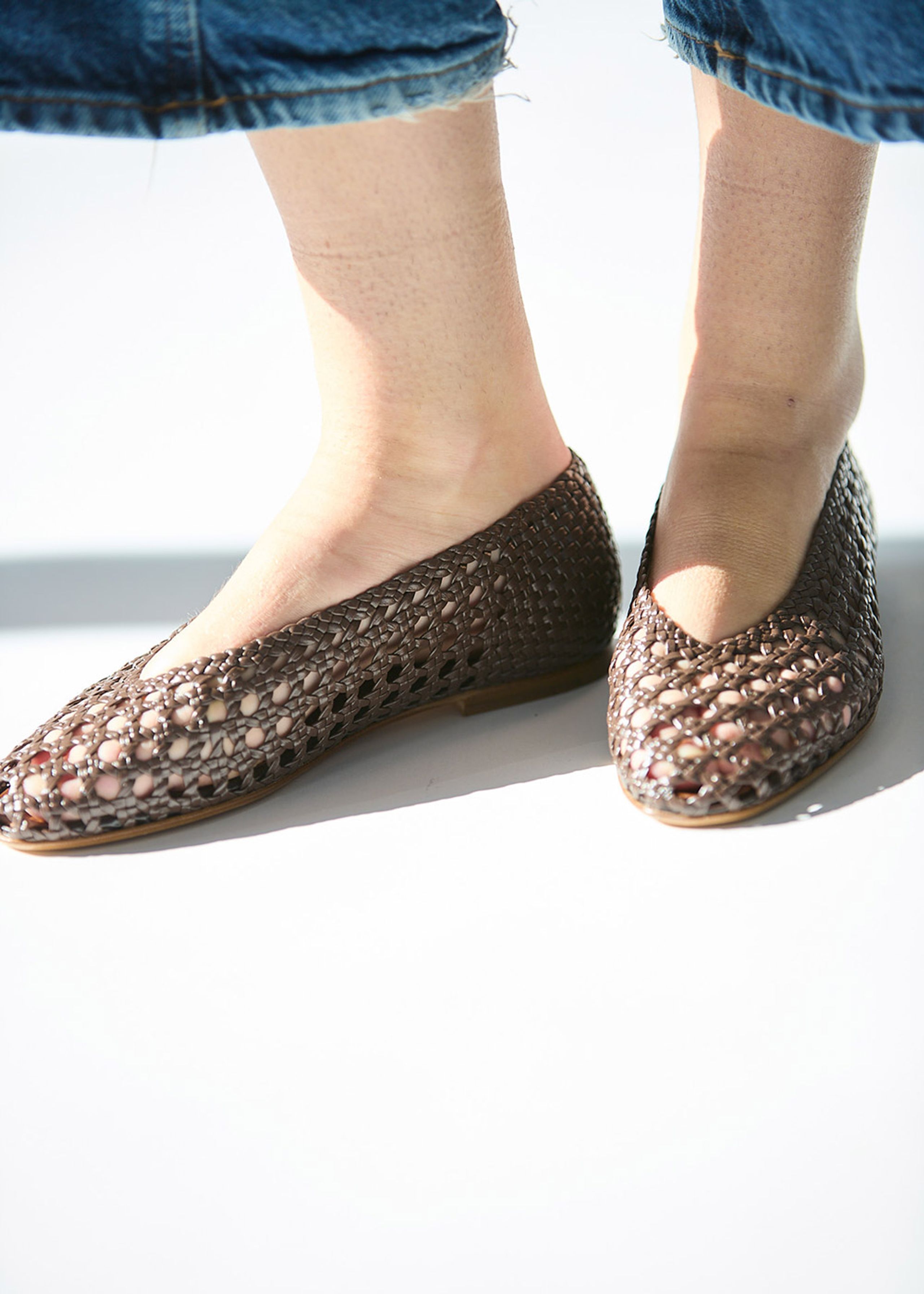 Anonymous Copenhagen - Bailarinas - Sessi 10 Hand-braided leather - Coffee brown