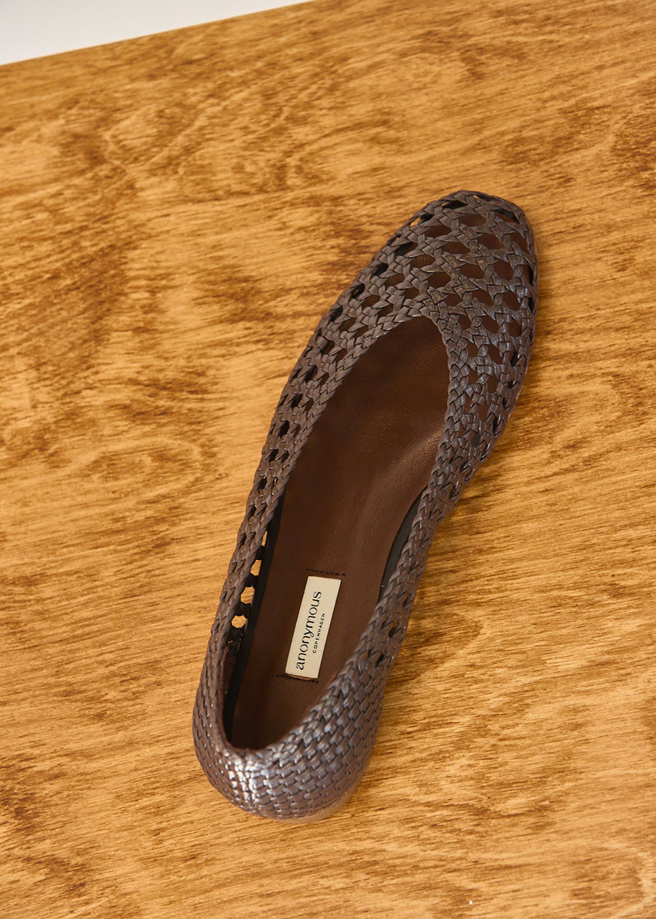 Anonymous Copenhagen - Bailarinas - Sessi 10 Hand-braided leather - Coffee brown