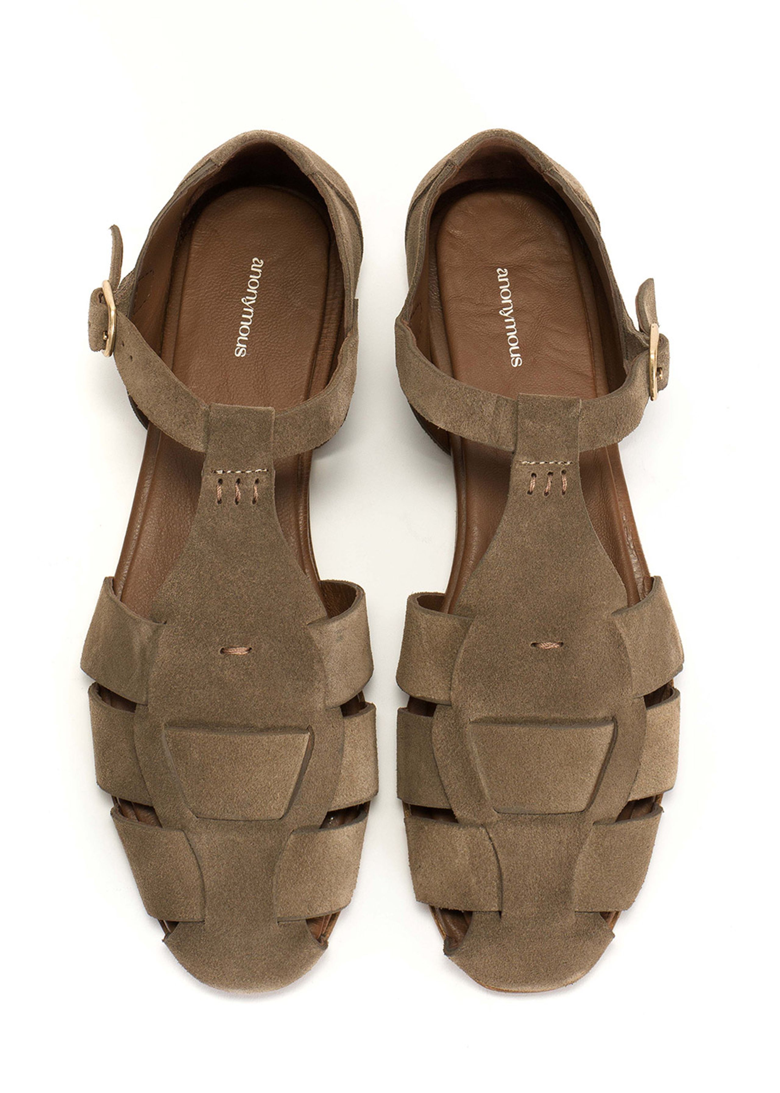 Anonymous Copenhagen - Sandalen - Lain flats Calf suede - Mushroom