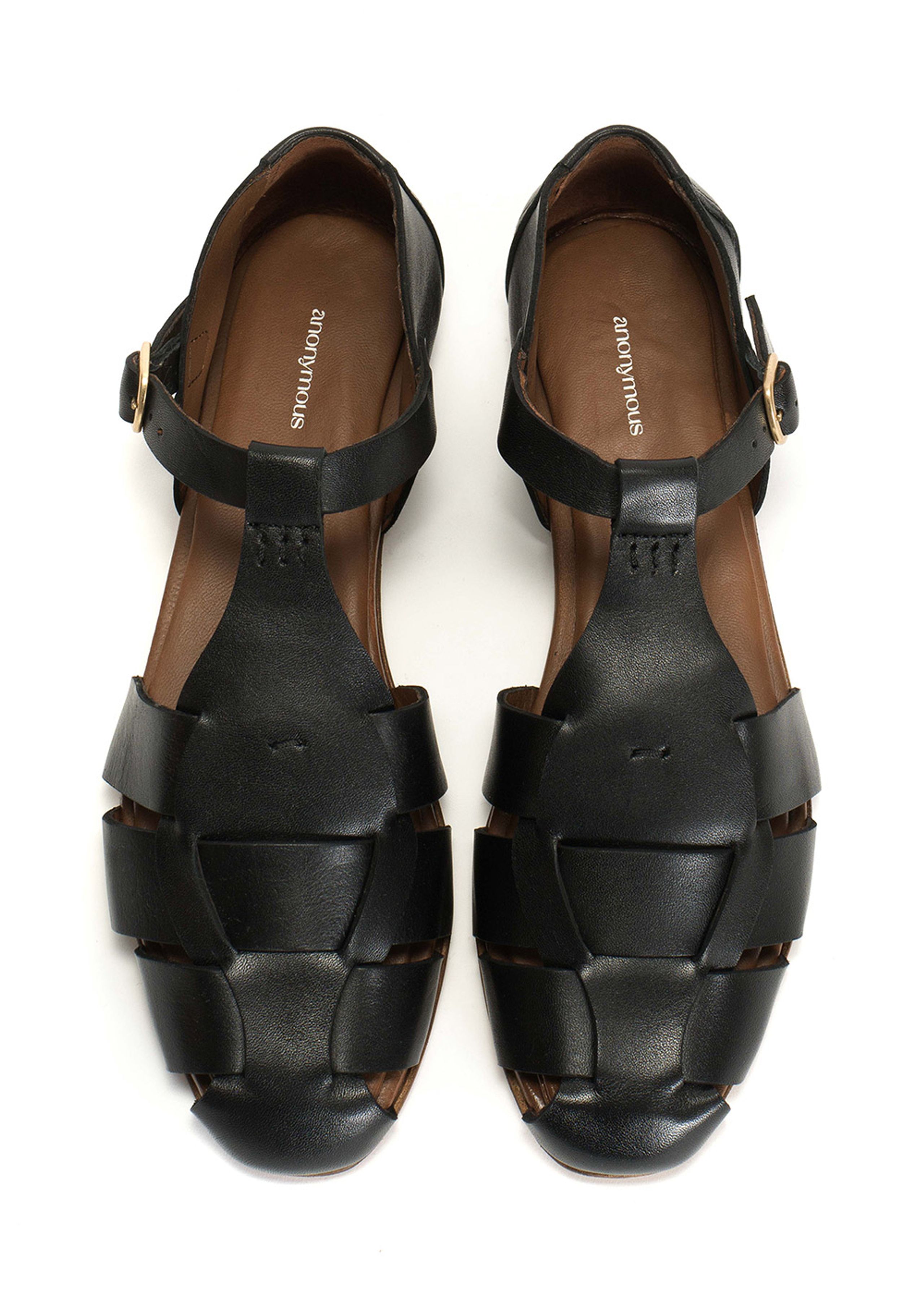 Anonymous Copenhagen - Sandals - Lain flats Soft calf - Black