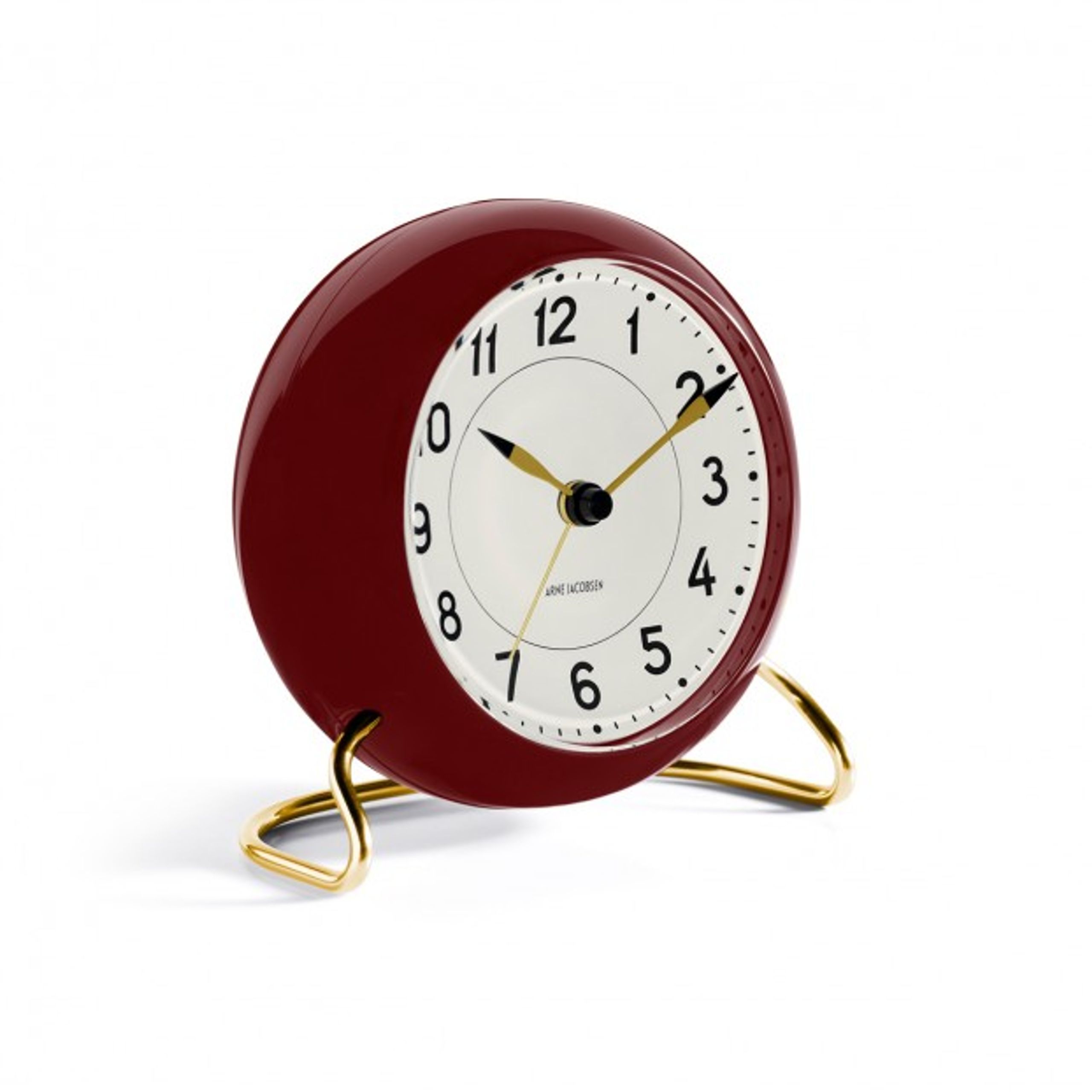 Arne Jacobsen - Watch - Station Vægur - Table clock bordeaux/white