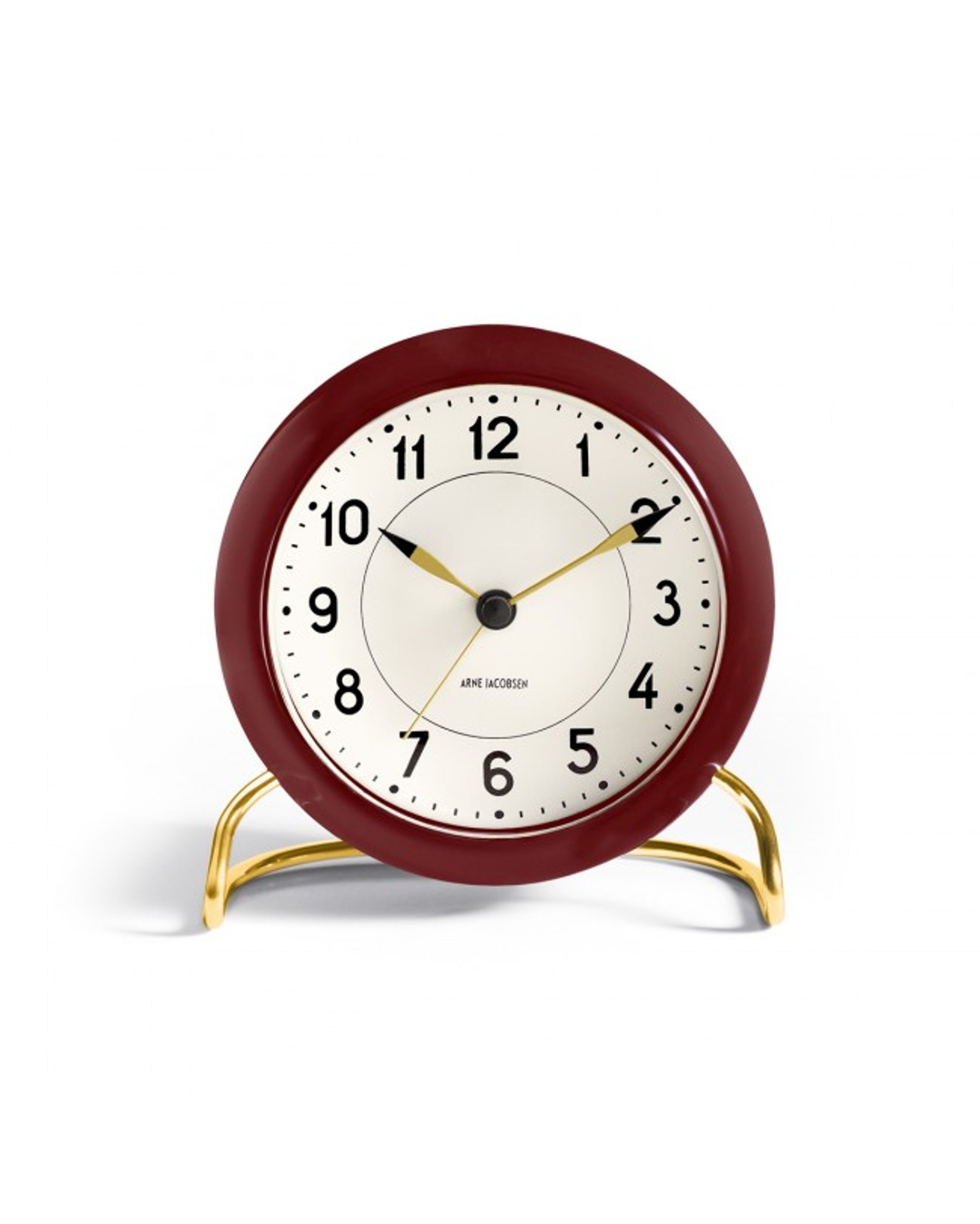 Arne Jacobsen - Watch - Station Vægur - Table clock bordeaux/white