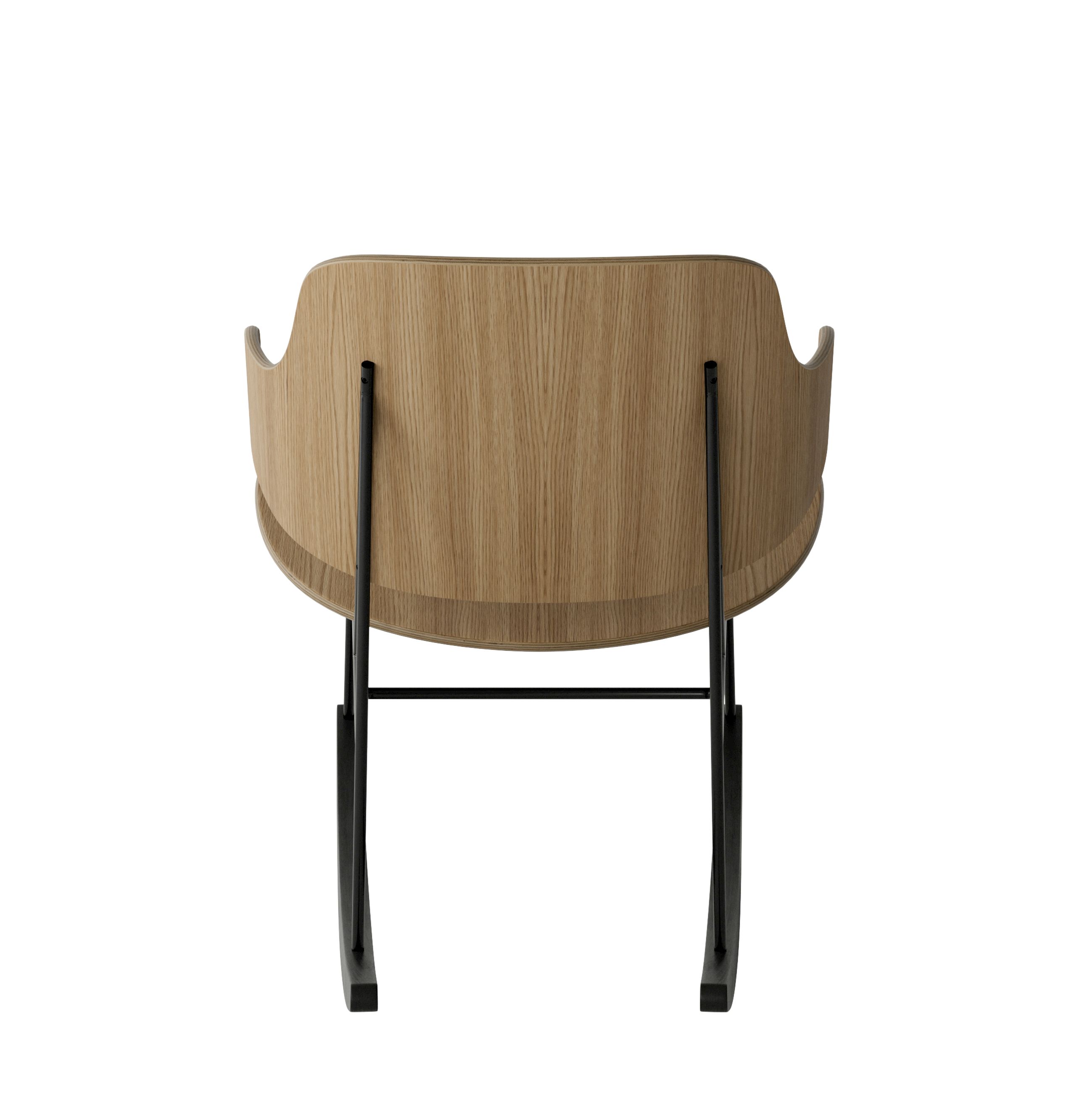 Audo Copenhagen - Vægtæppe - The Penguin Rocking Chair Black Steel Base - Black steel base / Natural oak seat and back
