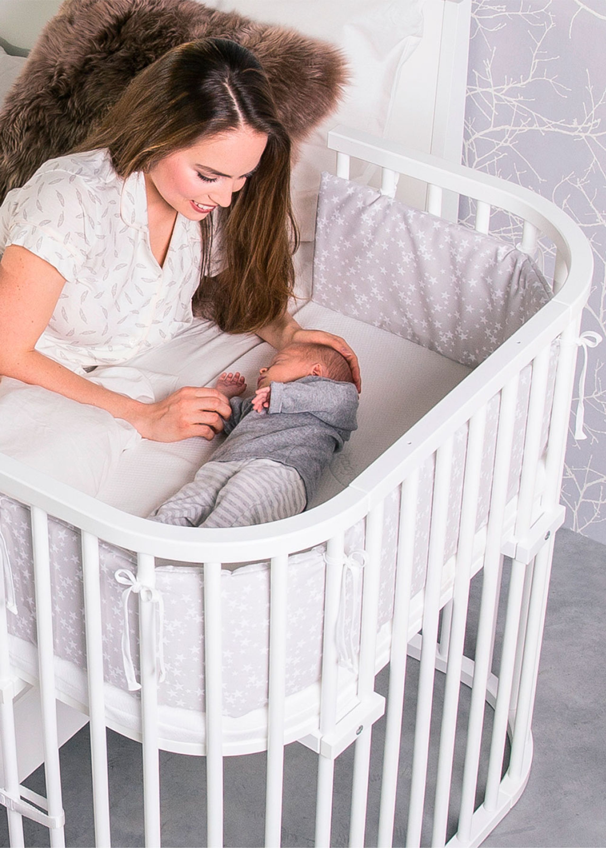 Babybay - Bedside Crib - Babybay - Boxspring Co-Sleeper - White Varnished