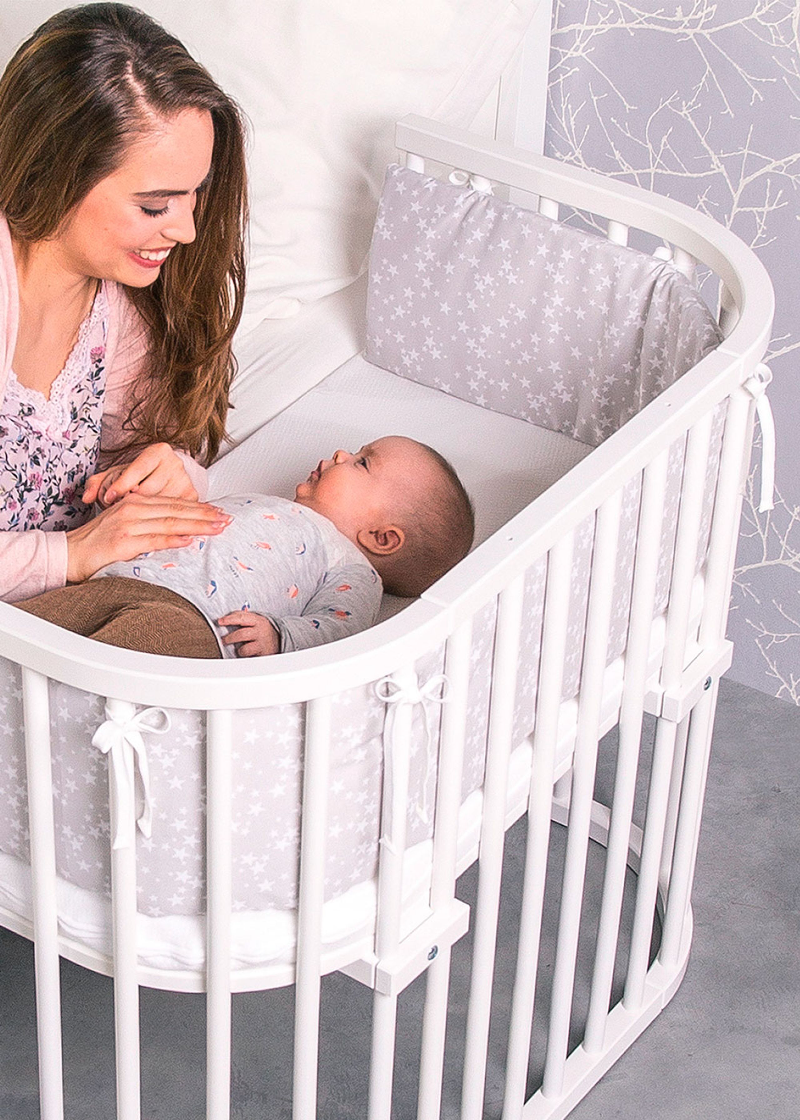 Babybay - Bedside Crib - Babybay - Maxi Co-Sleeper - White Varnished