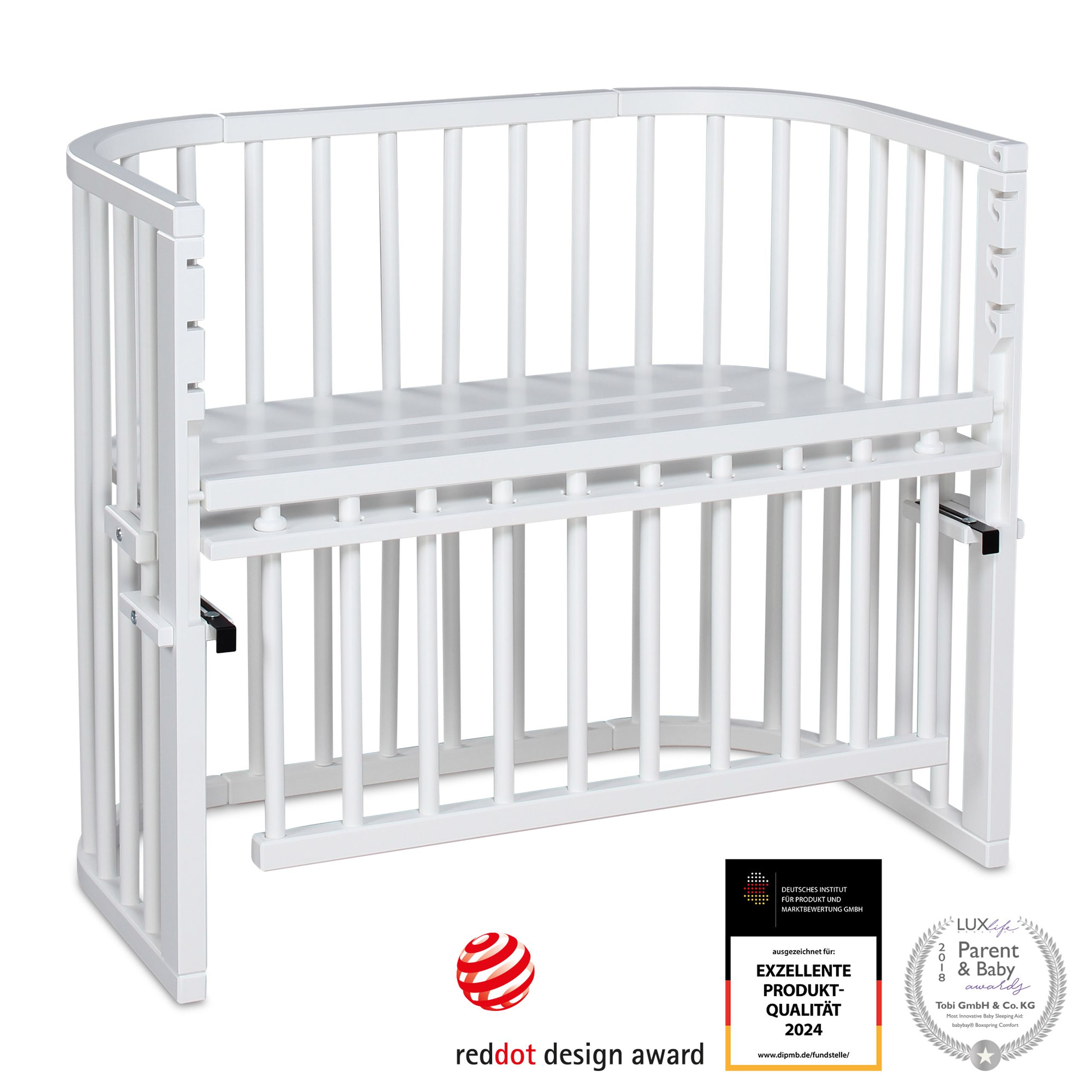Babybay - Children's bed - Maxi Comfort Plus Co-sleeper - White Varnished