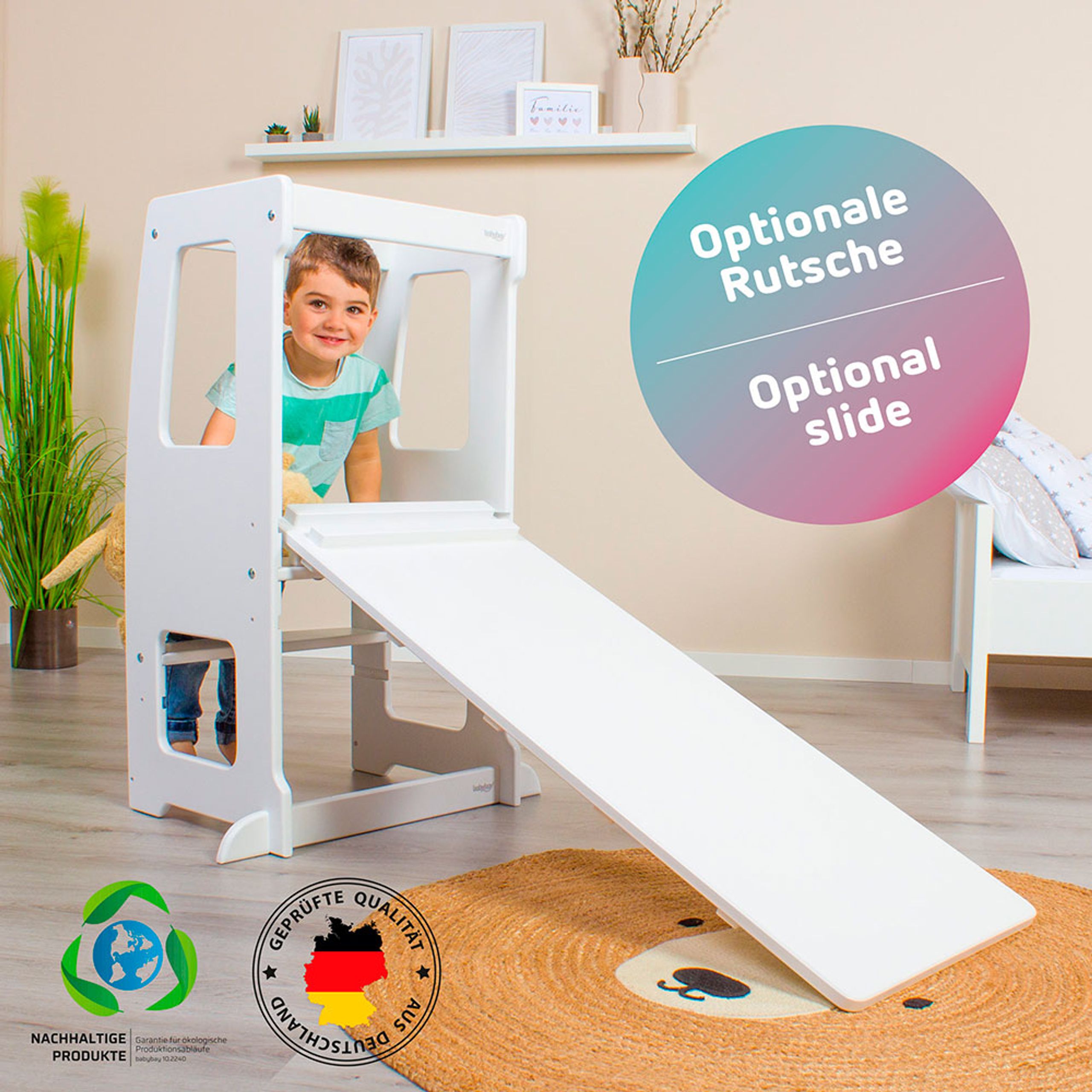 Babybay - Children's stool - Learning Step Stool Littlefoot - Natural Varnished