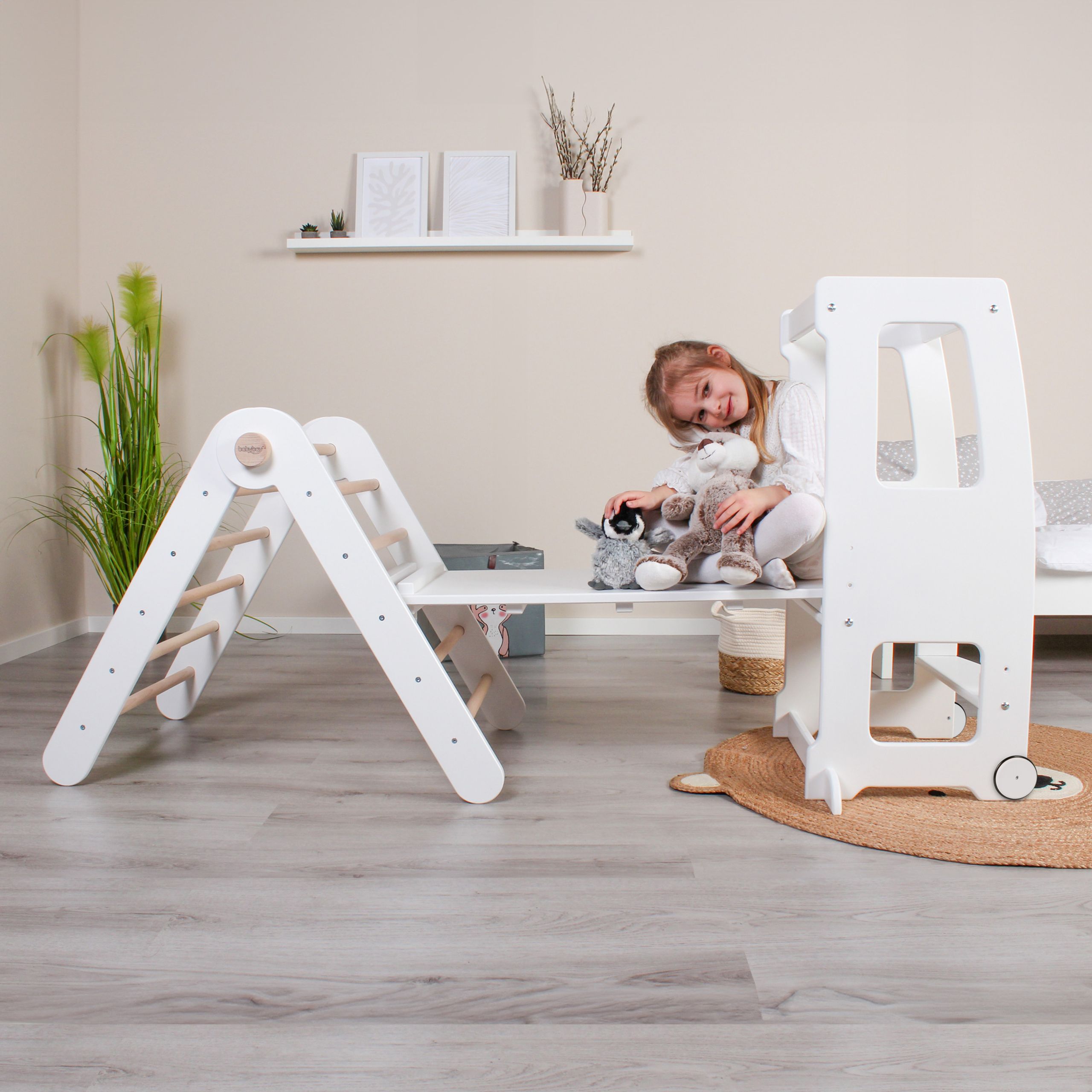 Babybay - Kinderhocker - Roll Kit With Rubber Coating For Learning Step Stool Littlefoot - Natural Varnished