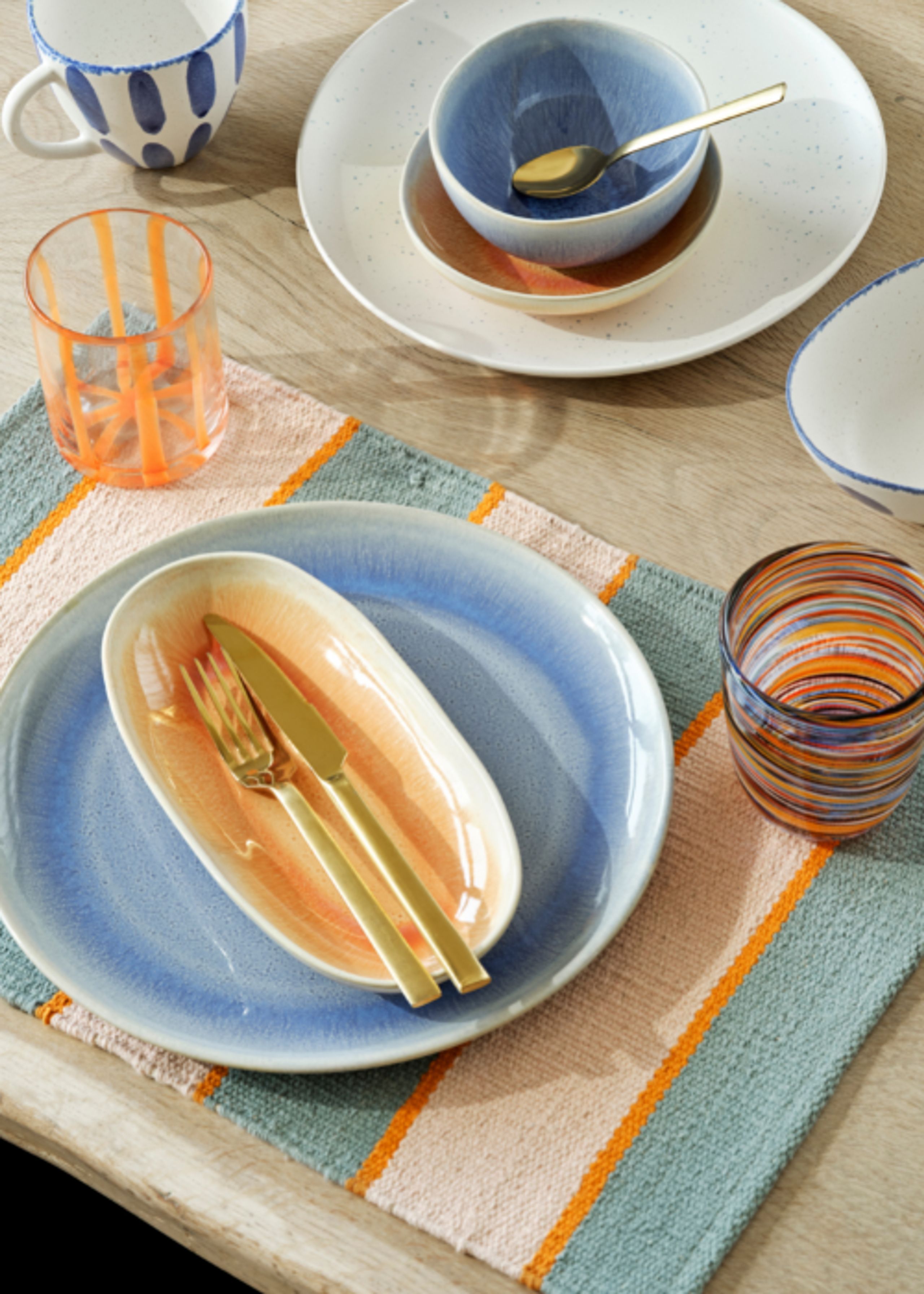 Bahne - Glas - Tumbler W. Color Stripes - Orange