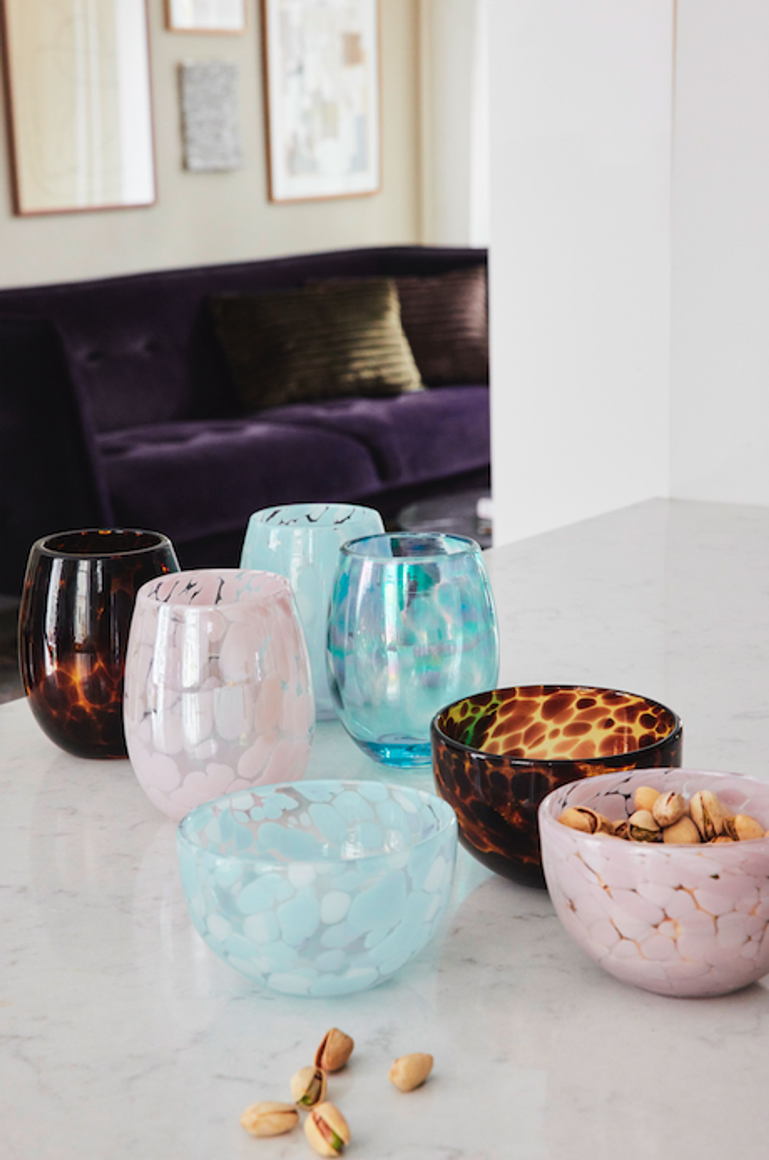 Bahne - Glass - Water Glass With Dots - Soft Rose