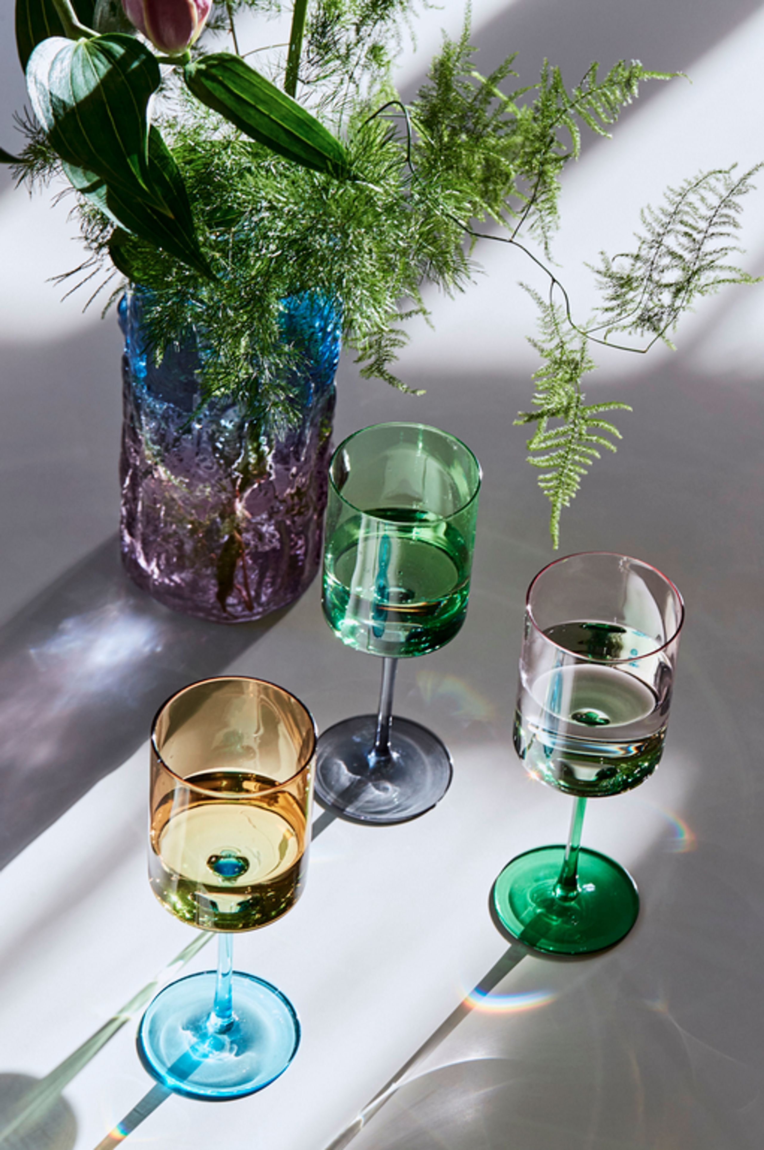 Bahne - Vinglas - Two-colored wine glass / Set of 2 - Green/Smoke