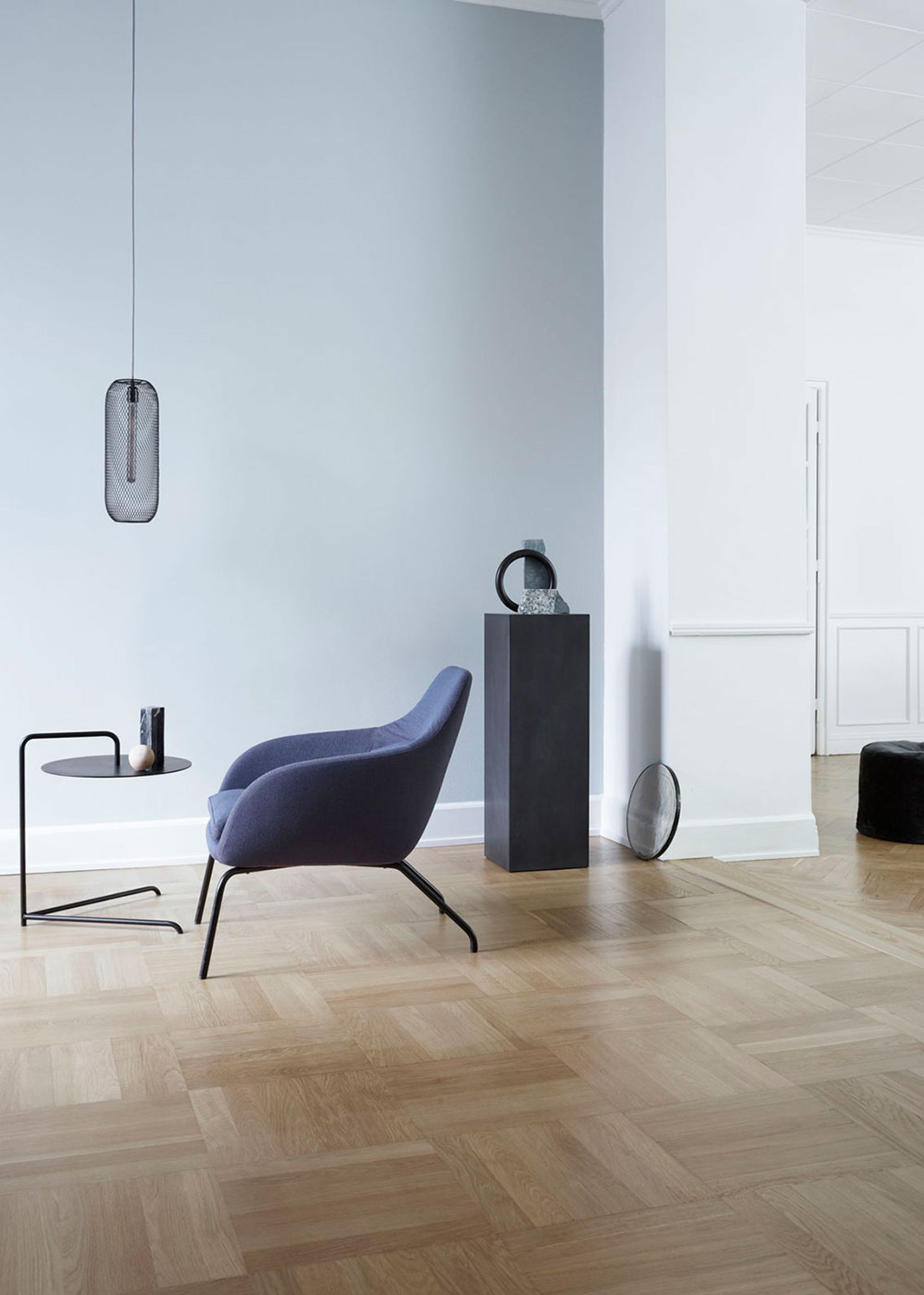 Bent Hansen - Armchair - Asento - Stel: Sort Pulverlakeret Stål / Betræk: Sort Adrian Læder