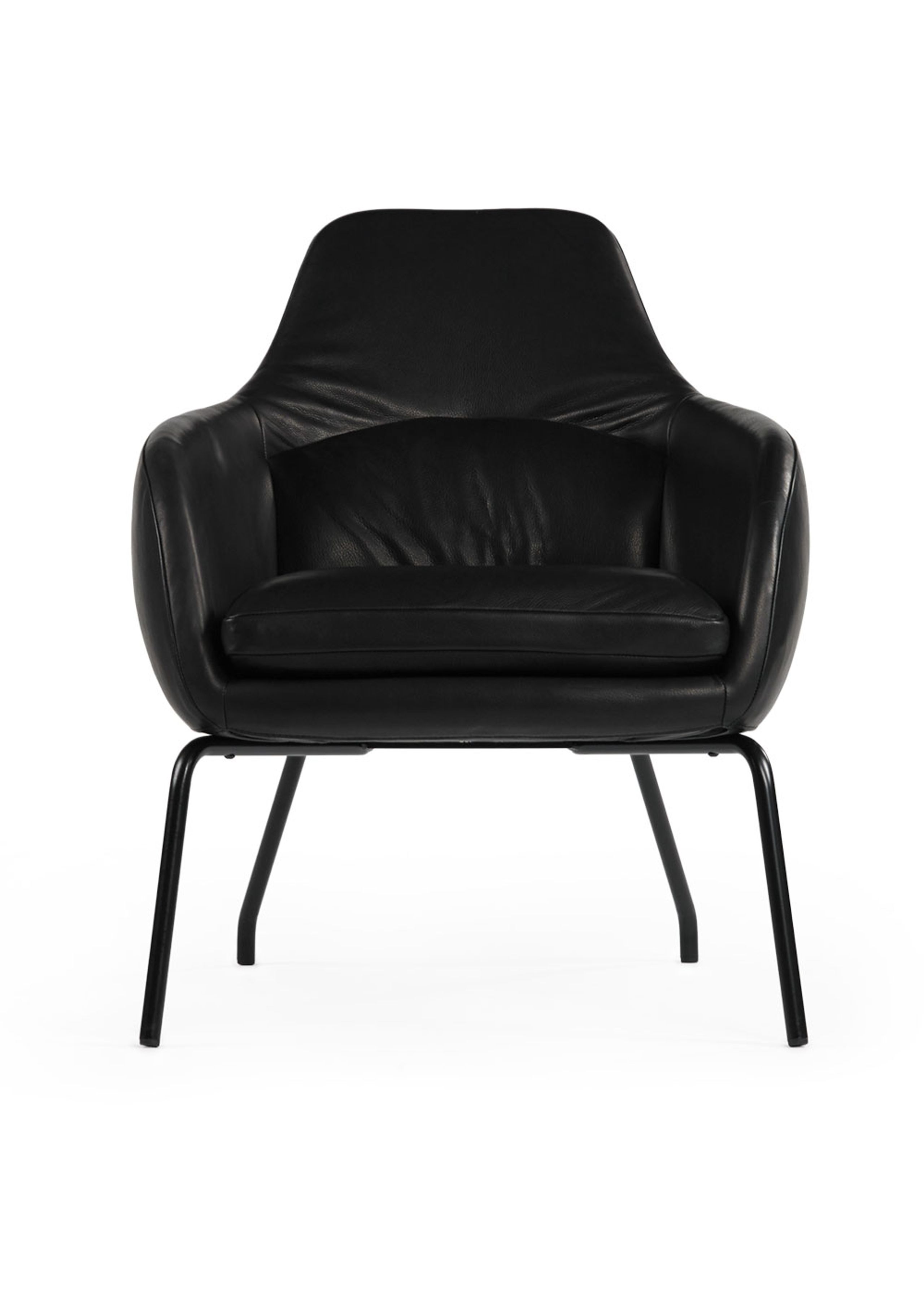 Bent Hansen - Armchair - Asento - Stel: Sort Pulverlakeret Stål / Betræk: Sort Adrian Læder