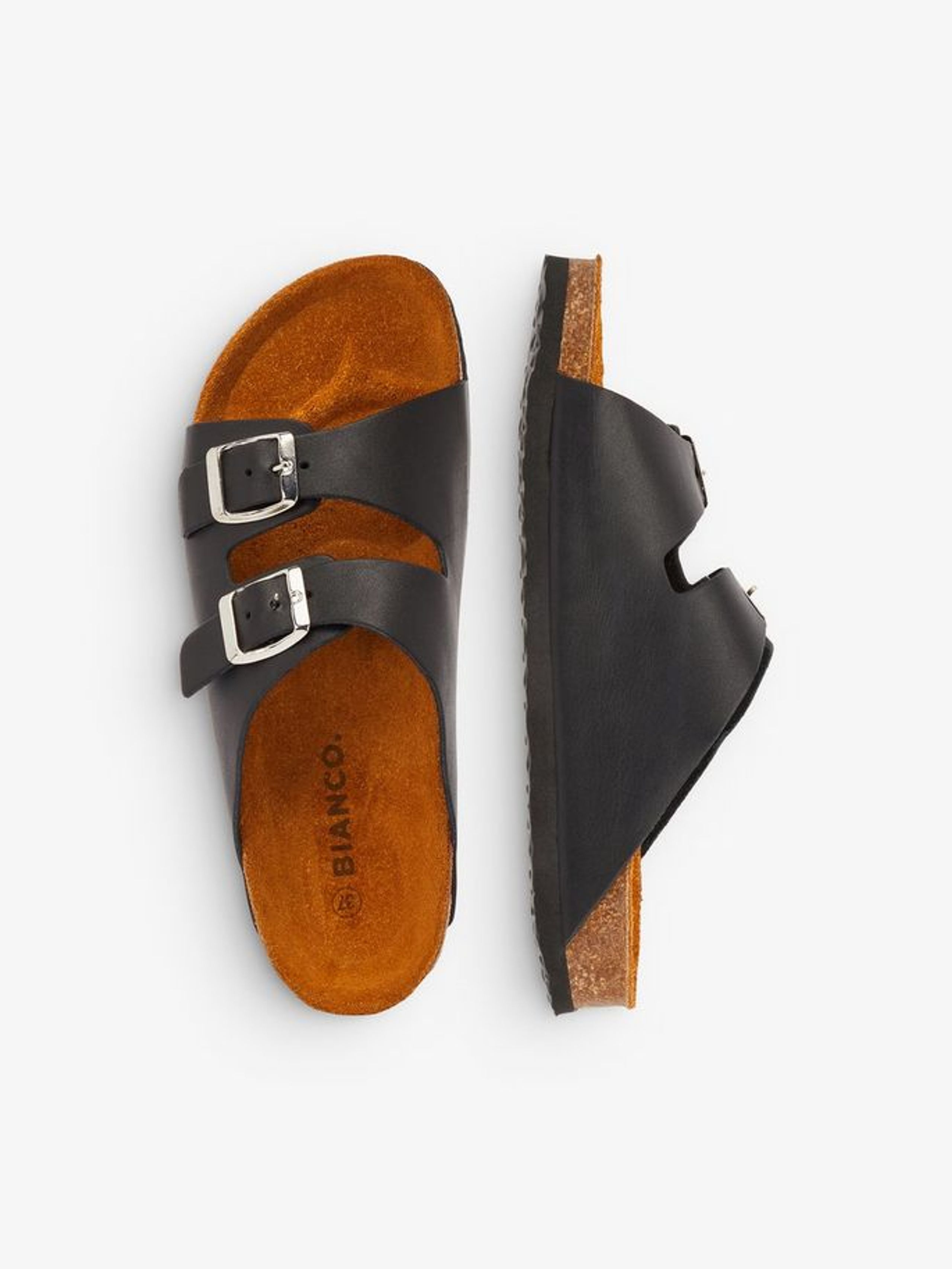 Bianco - Sandals - Betricia Buckle Sandal - Black Leather