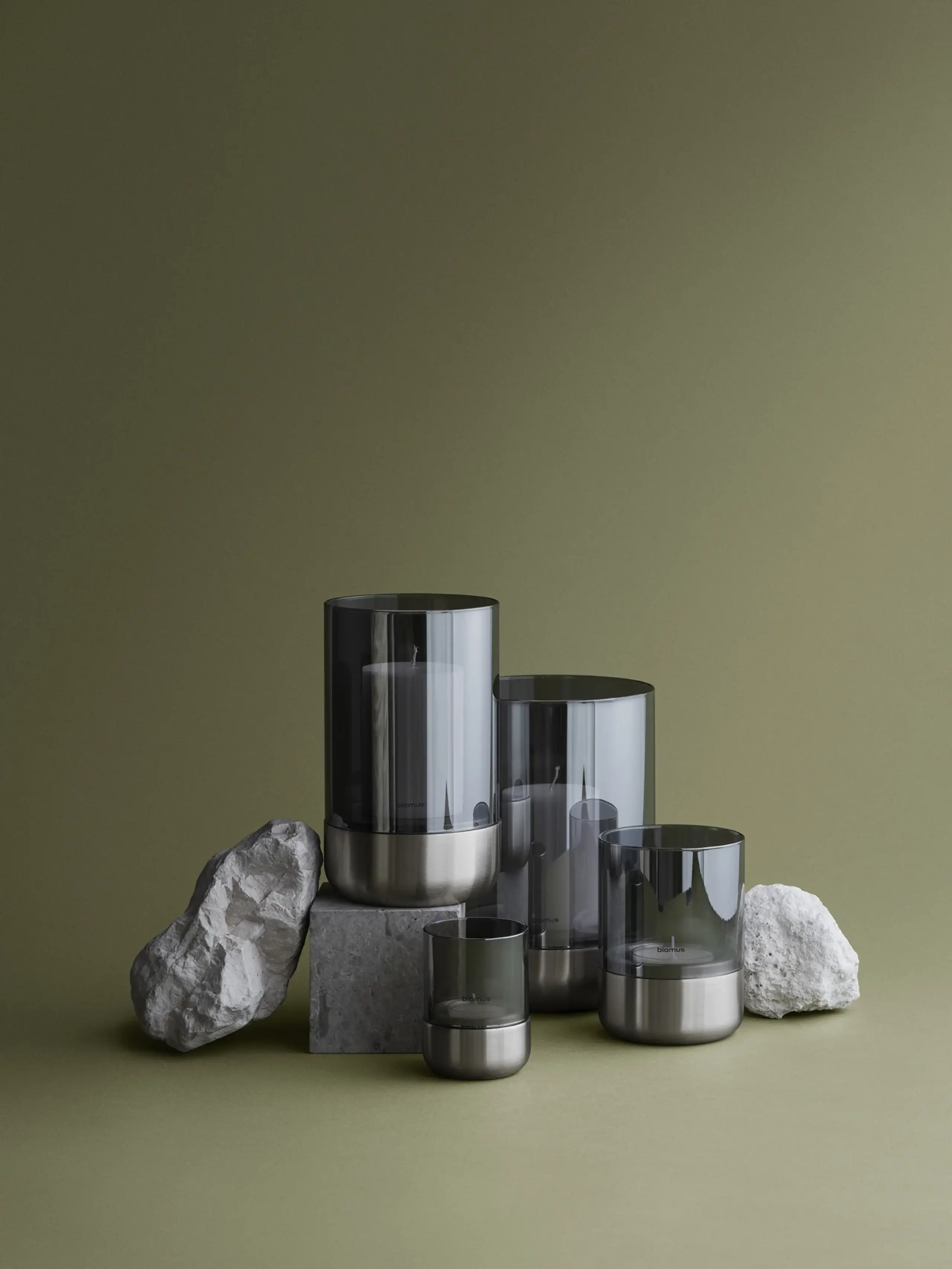 Blomus - Lanterne - CALMA Lantern - Stainless Steel matt, glass smoke - Small