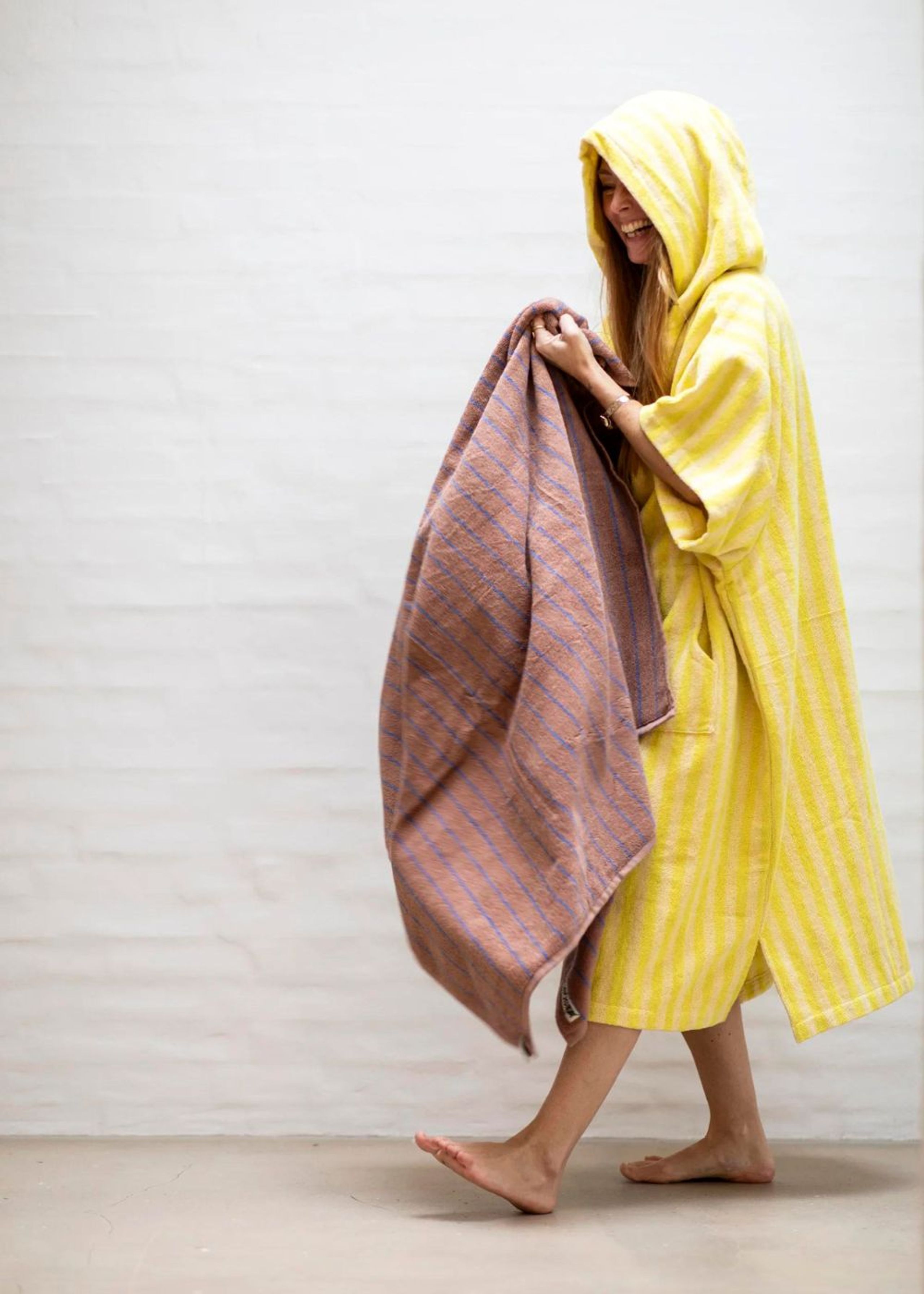 Bongusta - Badekåbe - Naram Hoodie - Pristine & neon yellow