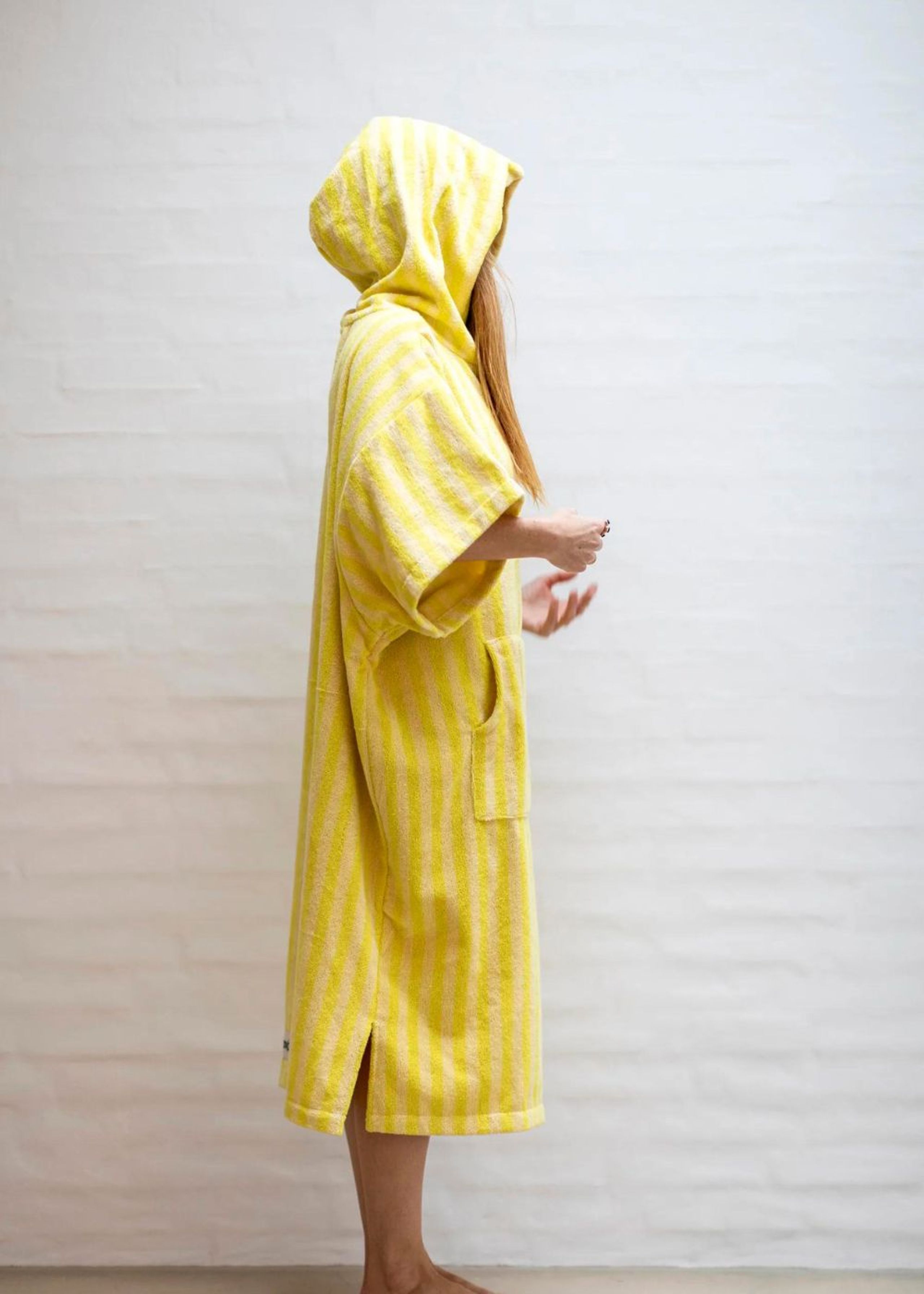 Bongusta - Badekåbe - Naram Hoodie - Pristine & neon yellow