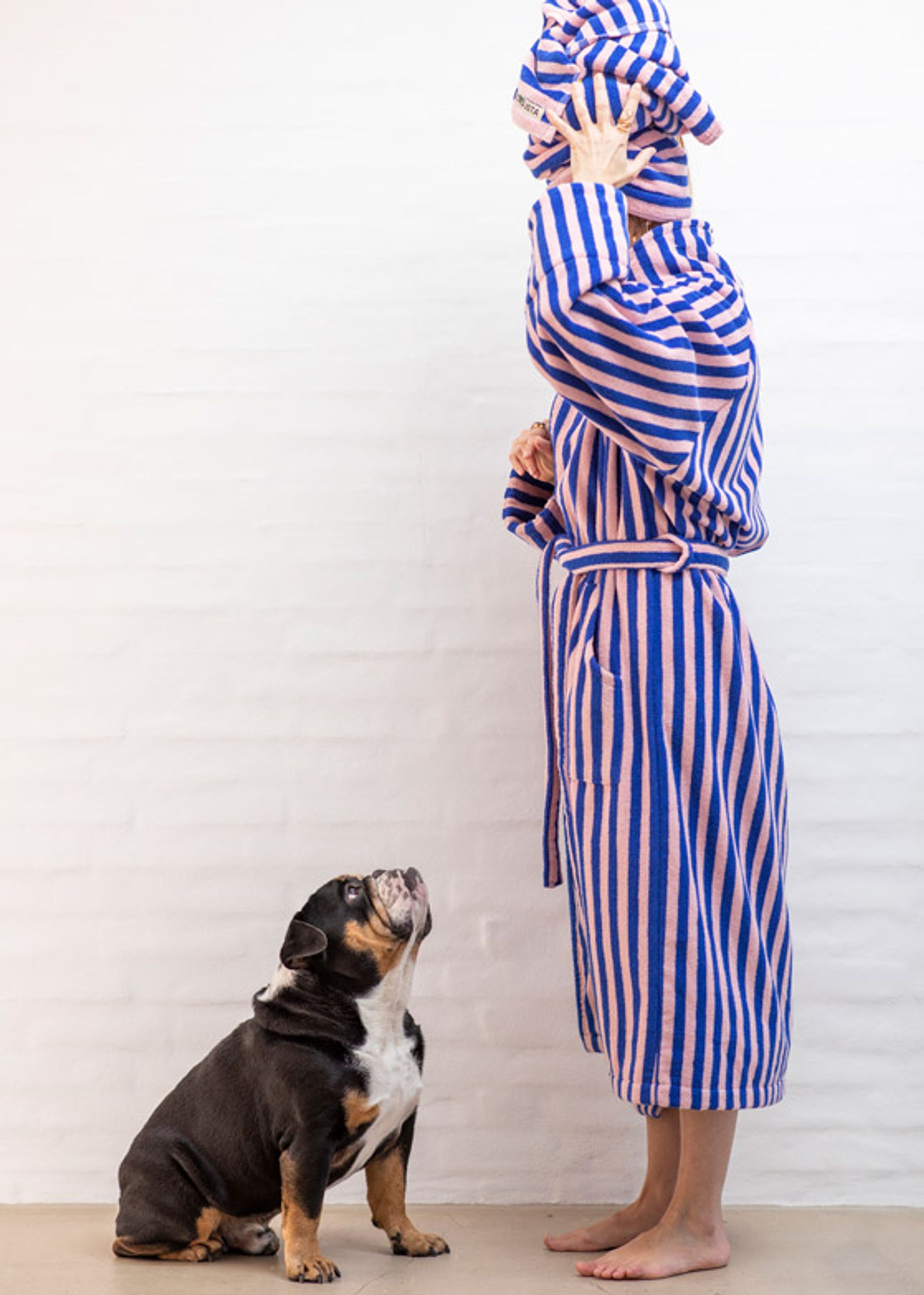 Bongusta - Peignoir de bain - Naram Bath Robe - Dazzling Blue & Rose