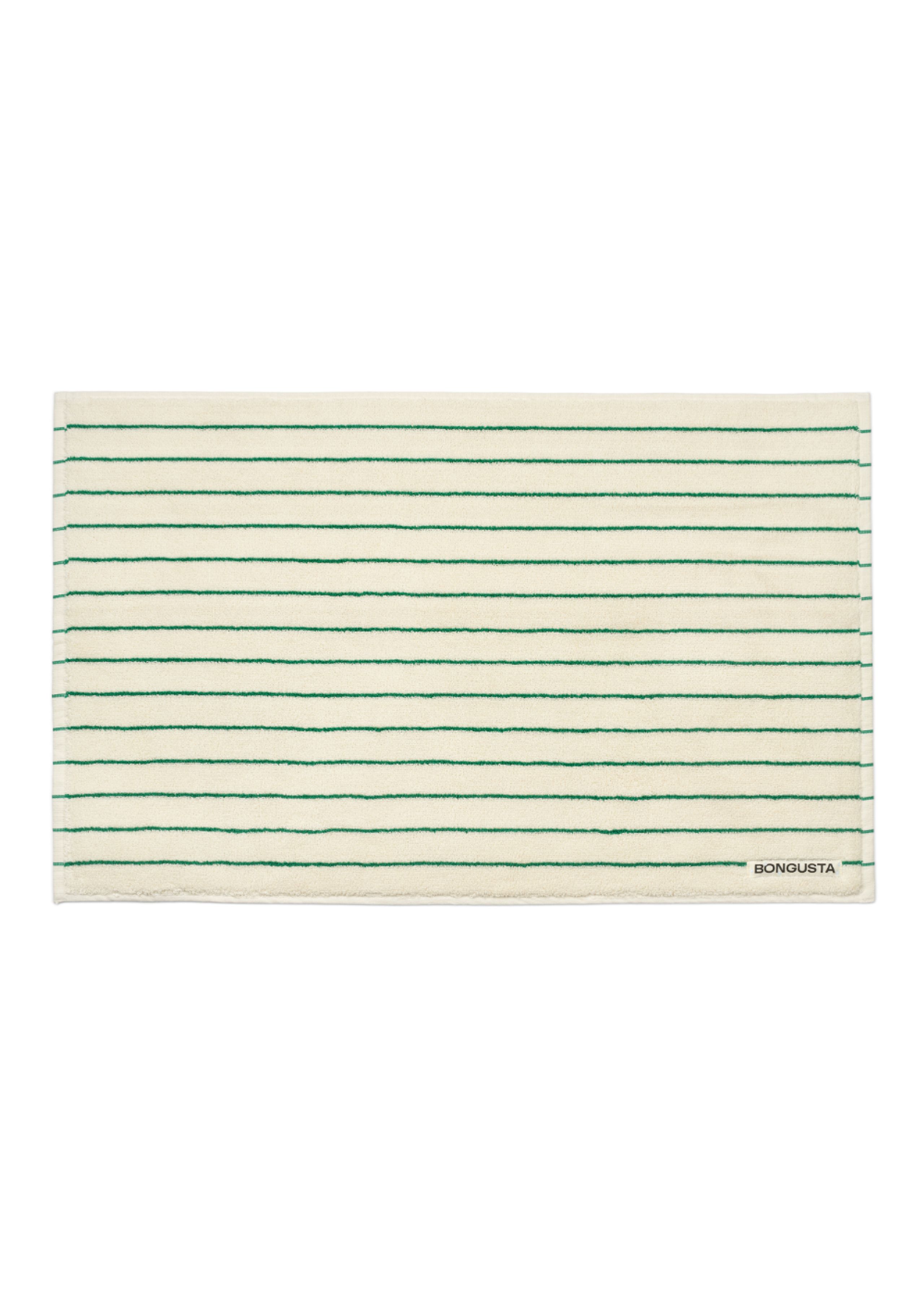 Bongusta - Badematte - Naram Bath Mat - Pure White & Grass (thin stripe)