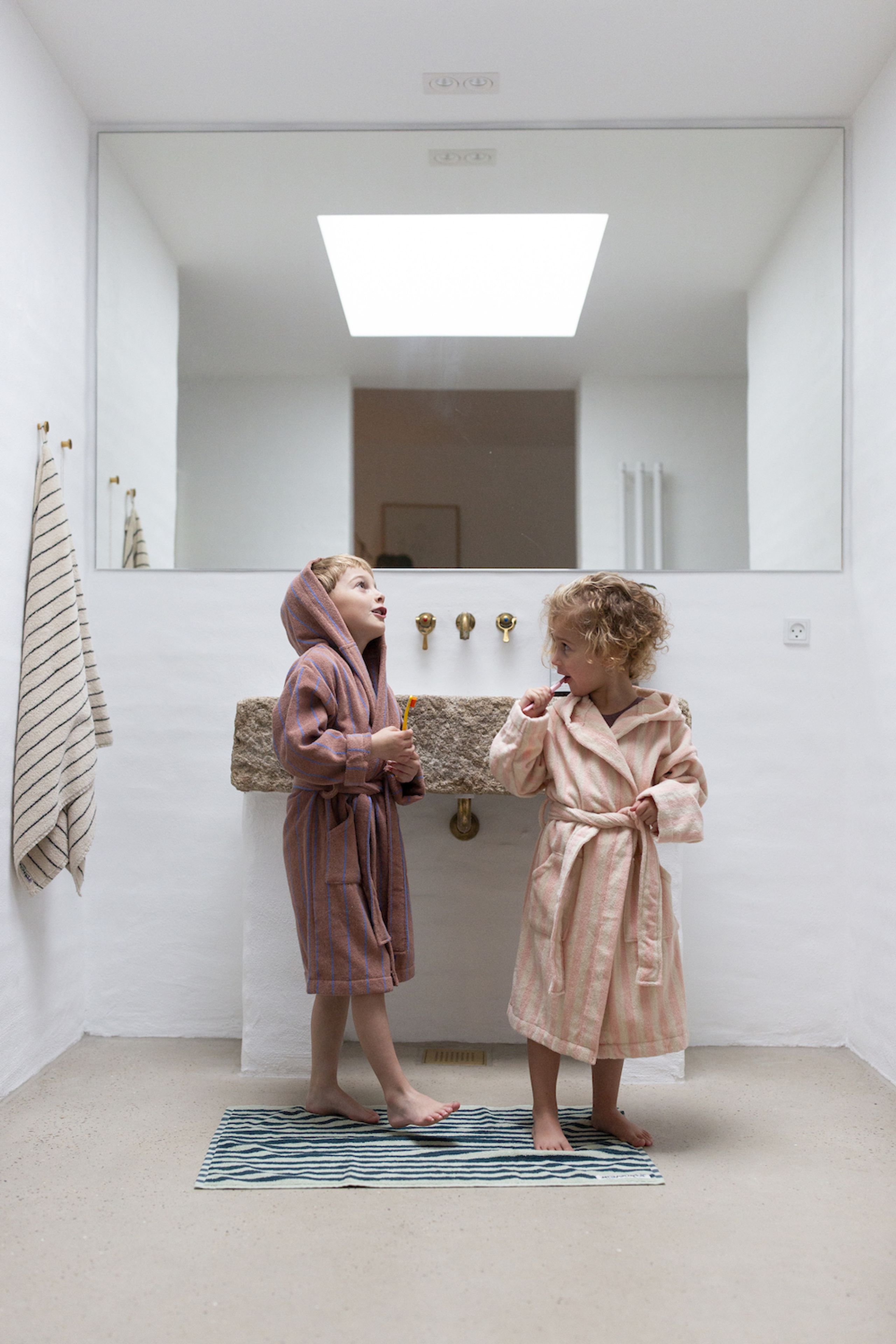 Bongusta - Dětský župan - Naram Kids Bathrobe - camel & ultramarine