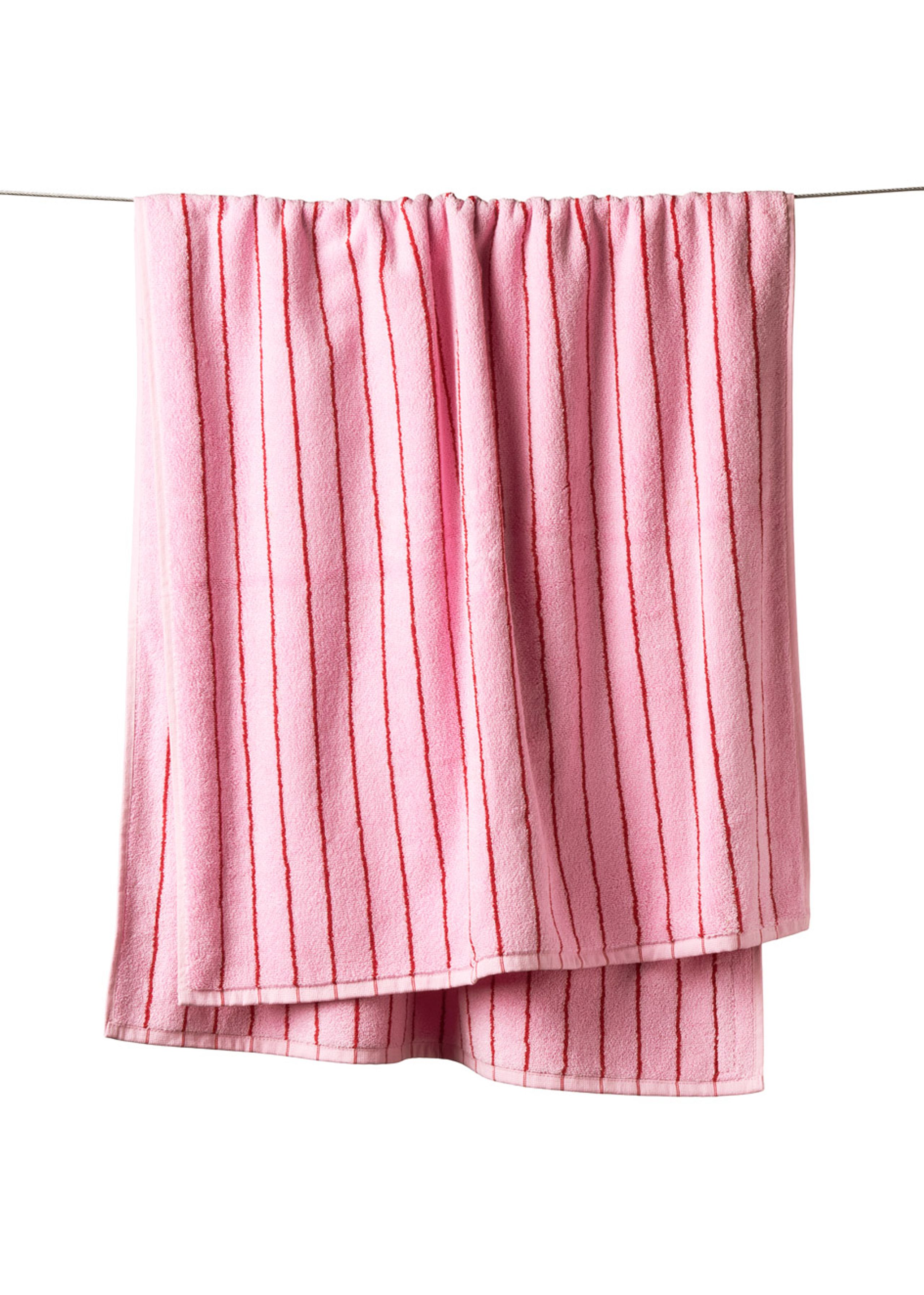 Bongusta - Håndklæde - Naram Towels - Baby Pink / Ski Patrol Red